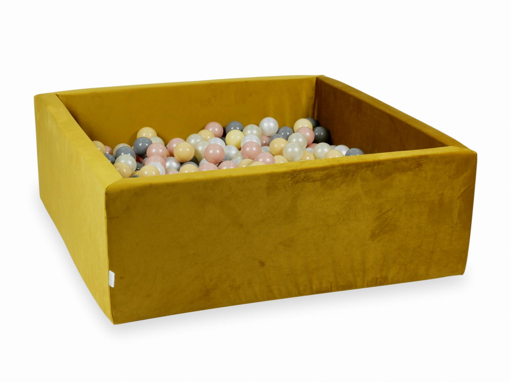 110x110x40 Samt-Gold-Bällebad mit 600 Bällen (Beige, Roségold, Hellgold, Perlmutt, Grau)