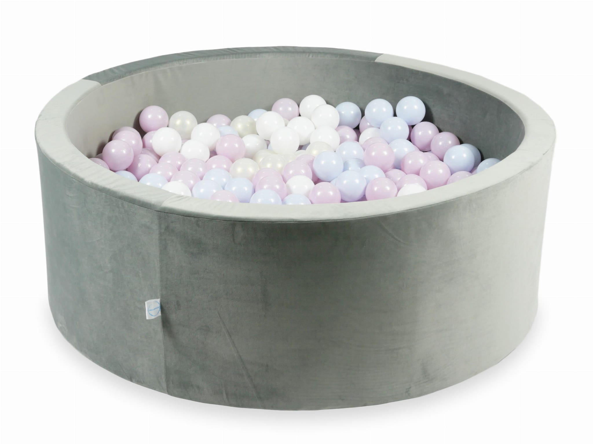 110x40 Samtgraues Bällebad mit 500 Bällen (Hellperlmuttrosa, Hellperlmuttblau, Irisierend, Weiß)