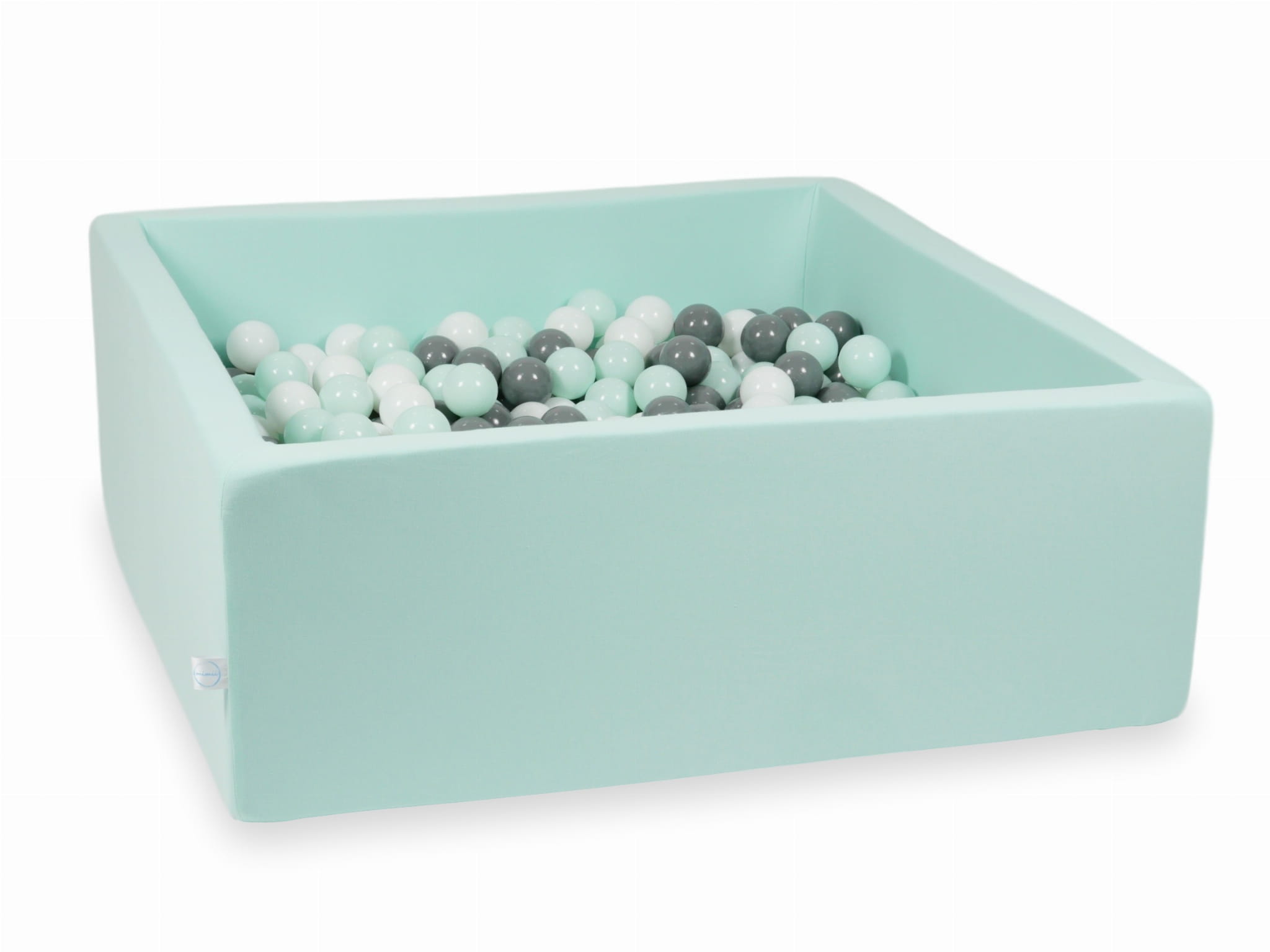 Bällebad 110x110x40 mintgrün mit 600 Bällen (weiß, grau, hellmintgrün)