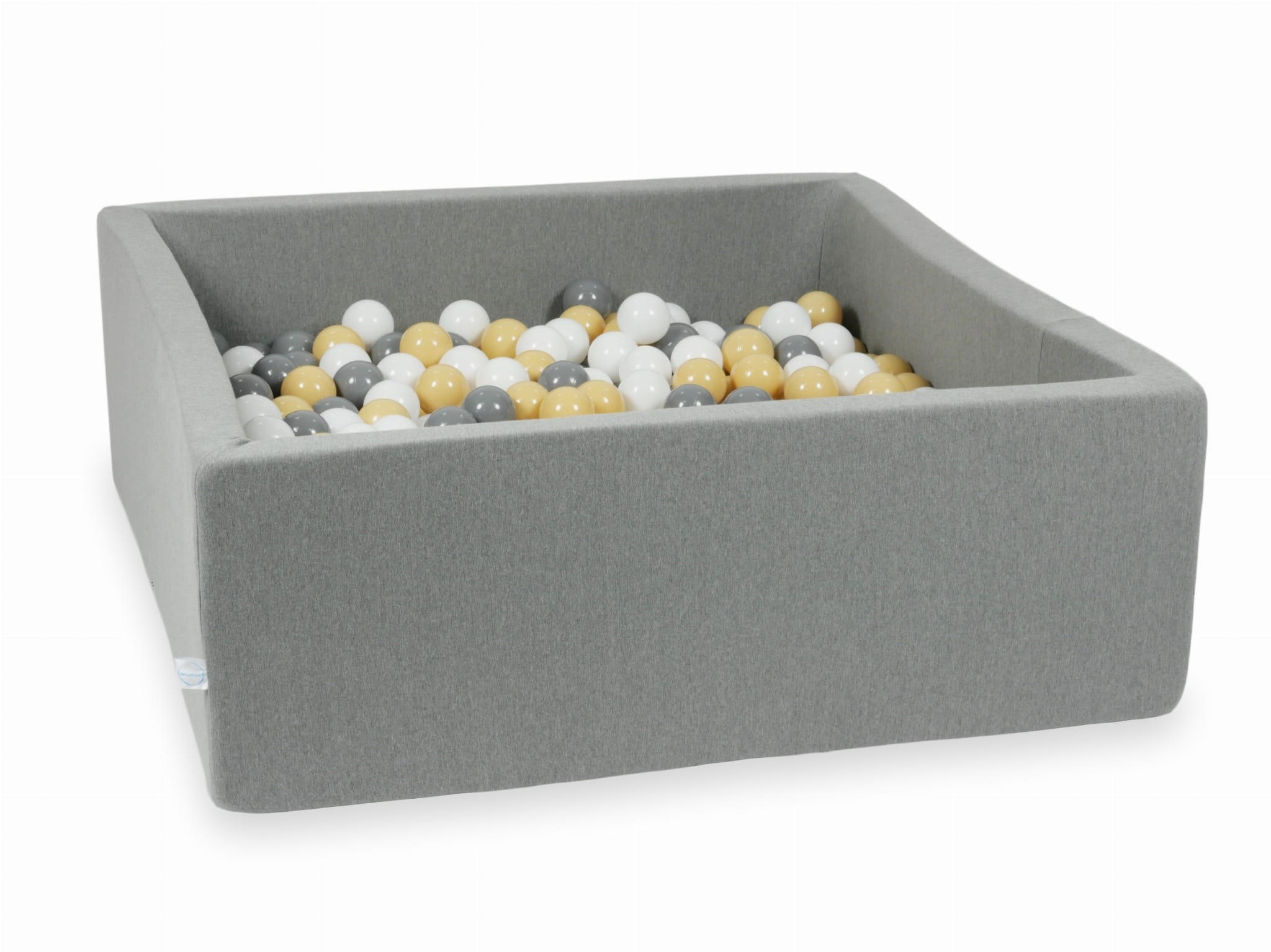 Graues Bällebad 110x110x40cm mit 600 Bällen (weiß, grau, beige)