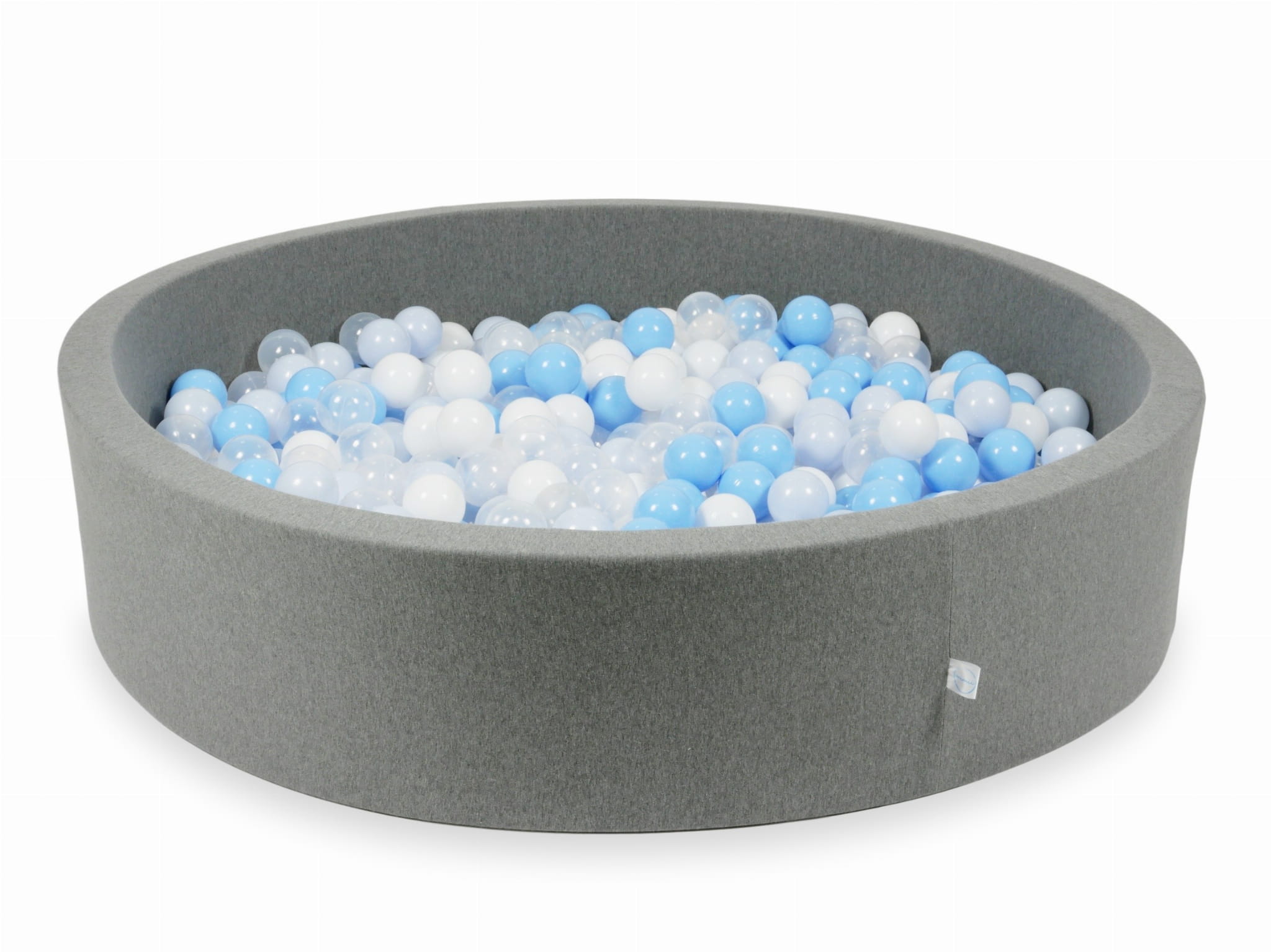 Graues Bällebad 130x30 mit 600 Bällen (transparent, weiß, hellblau, hellblau, hellperlmutt)