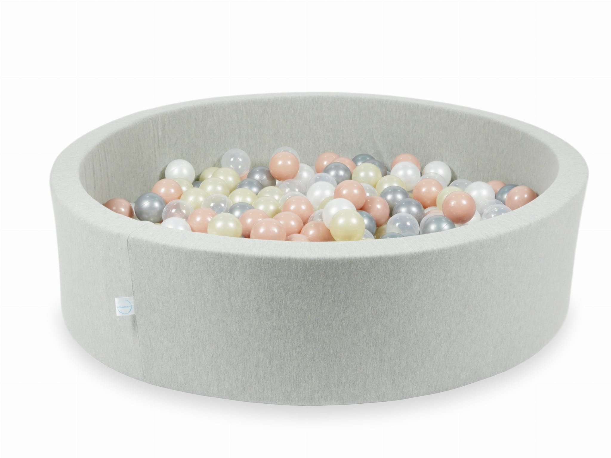 110x30cm hellgraues Bällebad mit 400 Bällen (transparent, perlmuttfarben, silber, hellrosa, hellgold)
