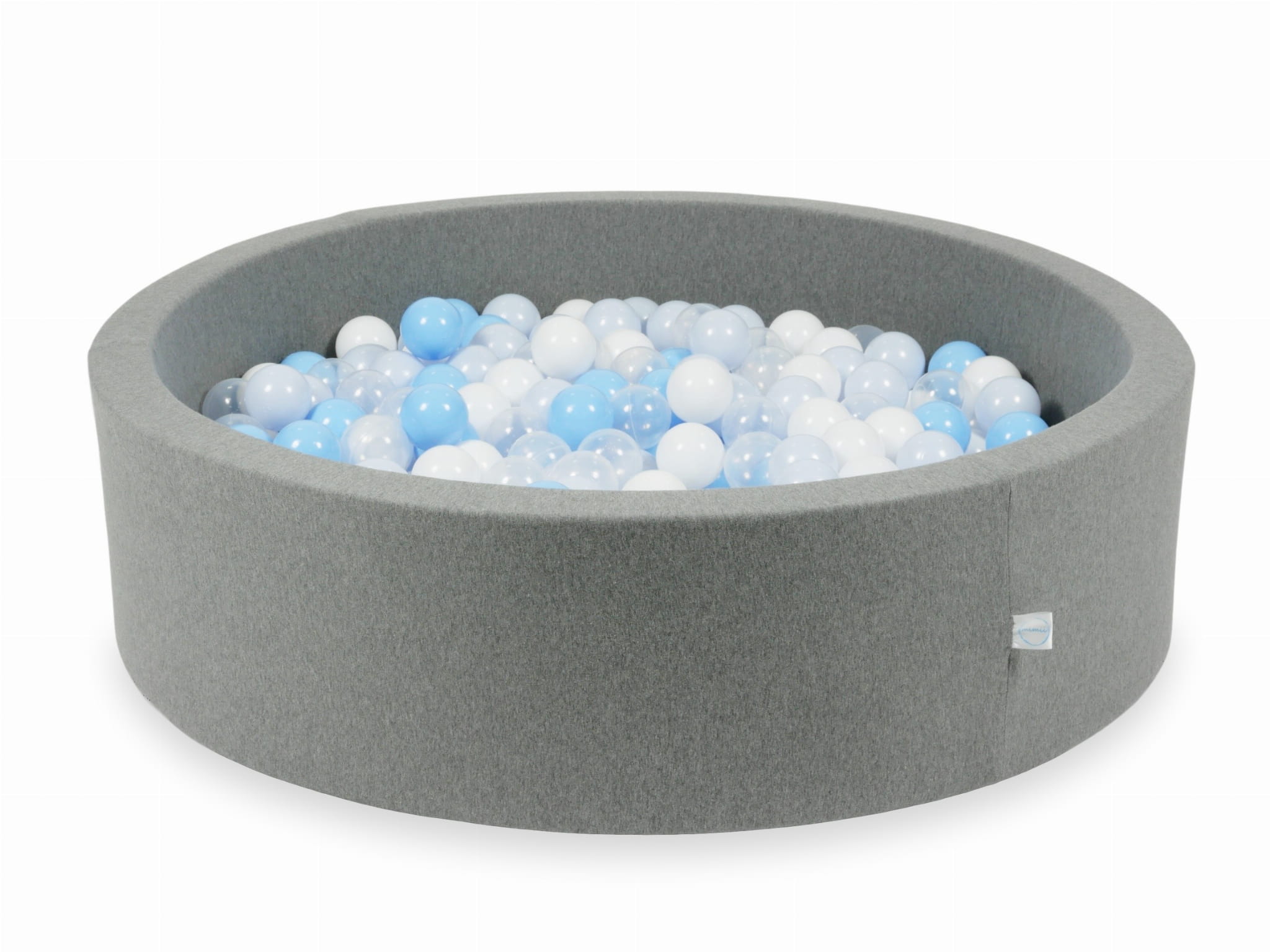 Graues Bällebad 110x30 mit 400 Bällen (transparent, weiß, hellblau, hellblau, hellperlmutt)