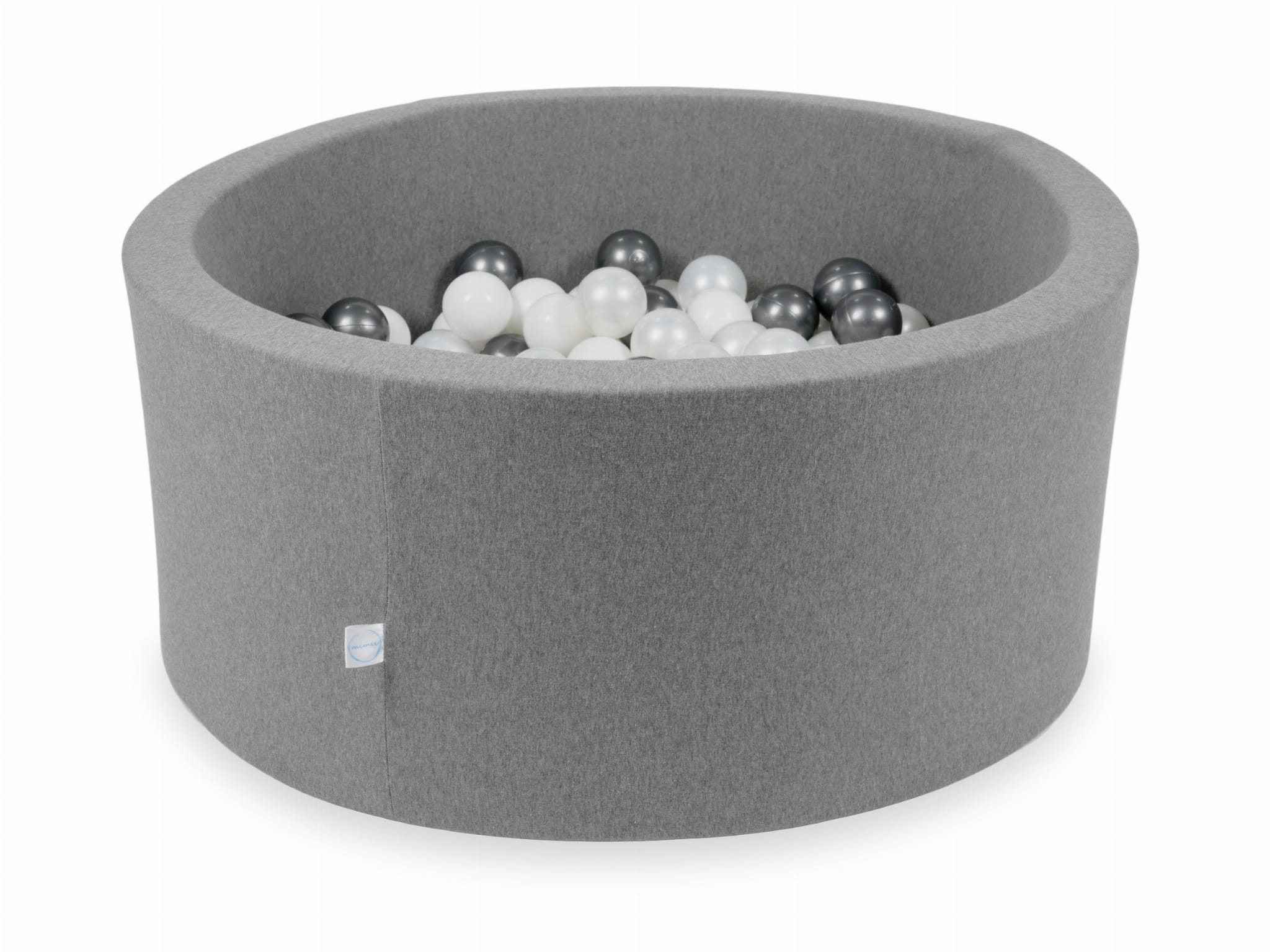 Graues 90x40 Bällebad mit 300 Bällen (weiß, perlmuttfarben, metallisch-graphitfarben)