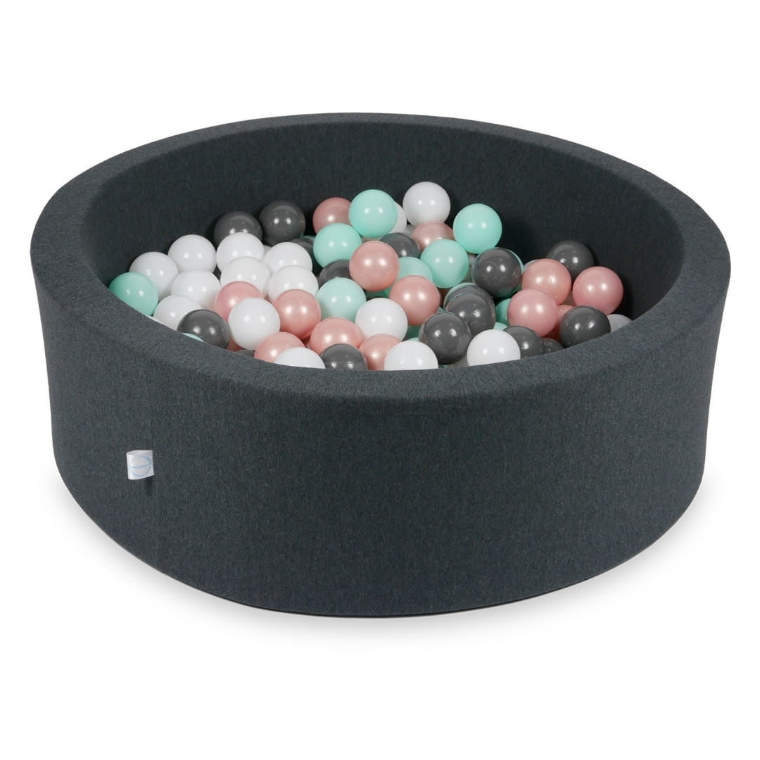 90x30cm Graphit-Bällebad mit 200 Bällen (weiß, rosa, hellgrün, Graphit)
