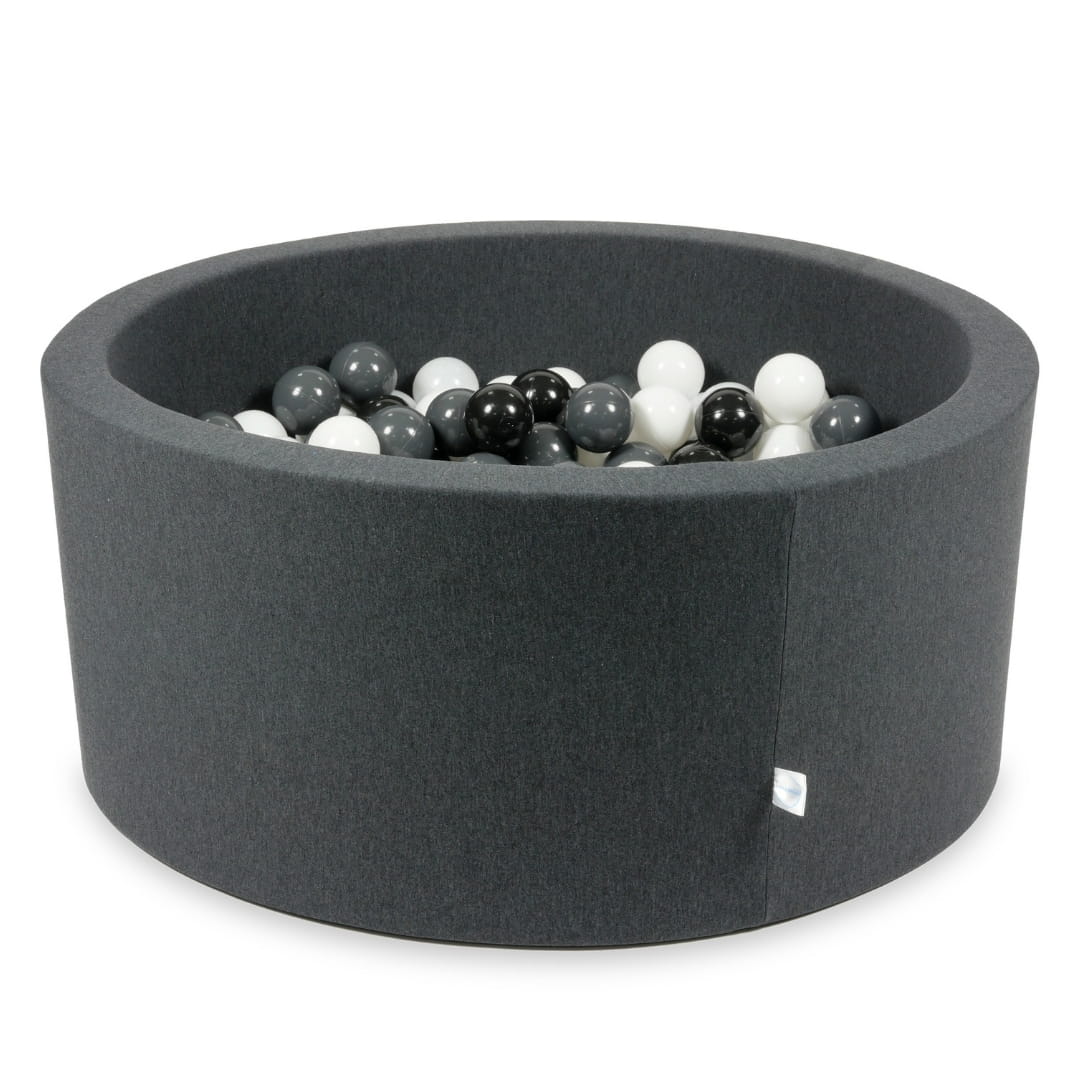 Bällebad 90x40 Graphit mit 300 Bällen (weiß, Graphit, schwarz, weißer Pullover)