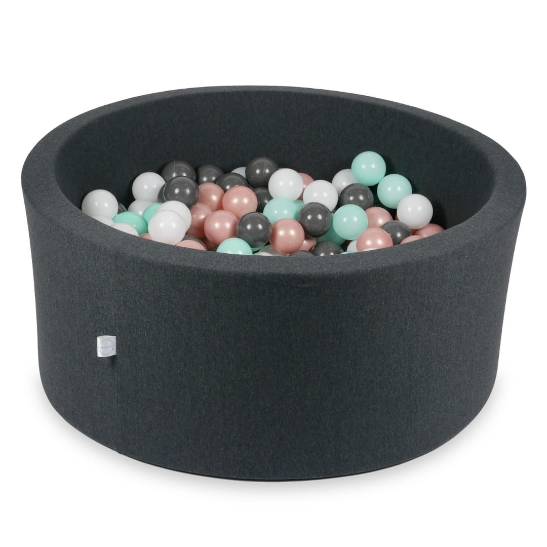 90x40cm Graphit-Bällebad mit 300 Bällen (weiß, roségold, hellmint, graphit)