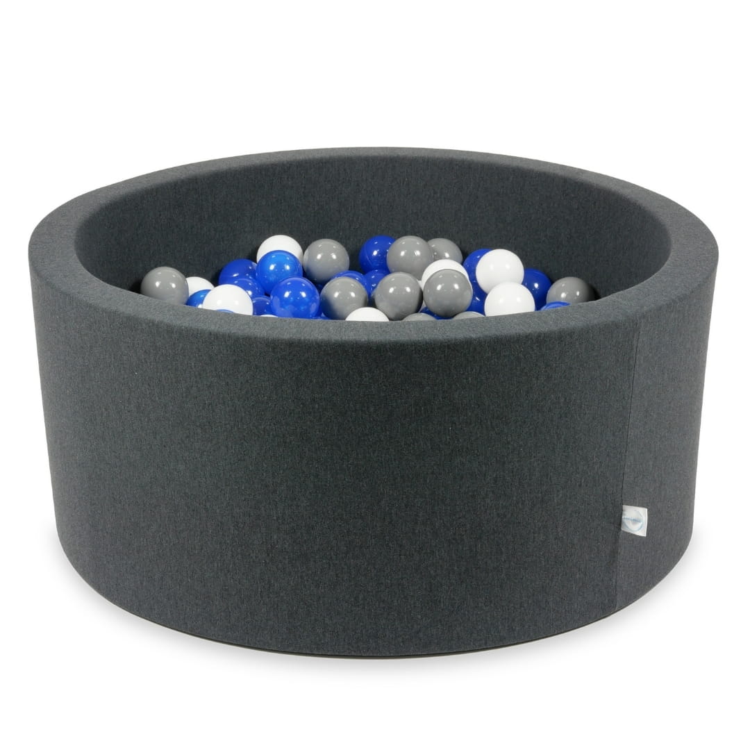 90x40 Graphit-Bällebad mit 300 Bällen (blau, weiß, grau)
