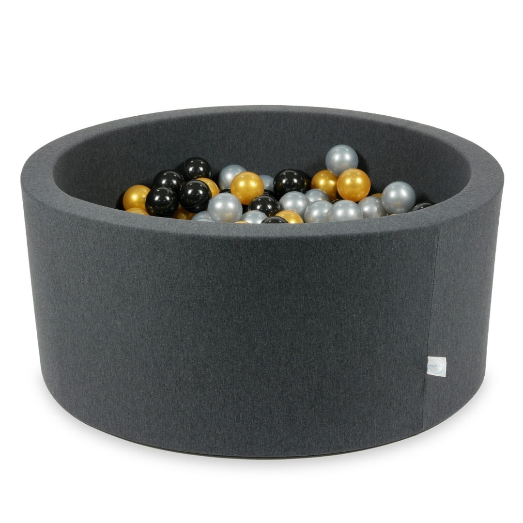 90x40 Graphit-Bällebad mit 300 Bällen (silber, gold, schwarz)