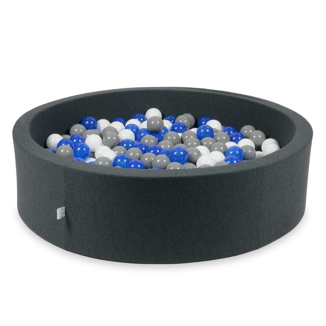 Bällebad 110x30 Graphit mit 400 Bällen (blau, weiß, grau)