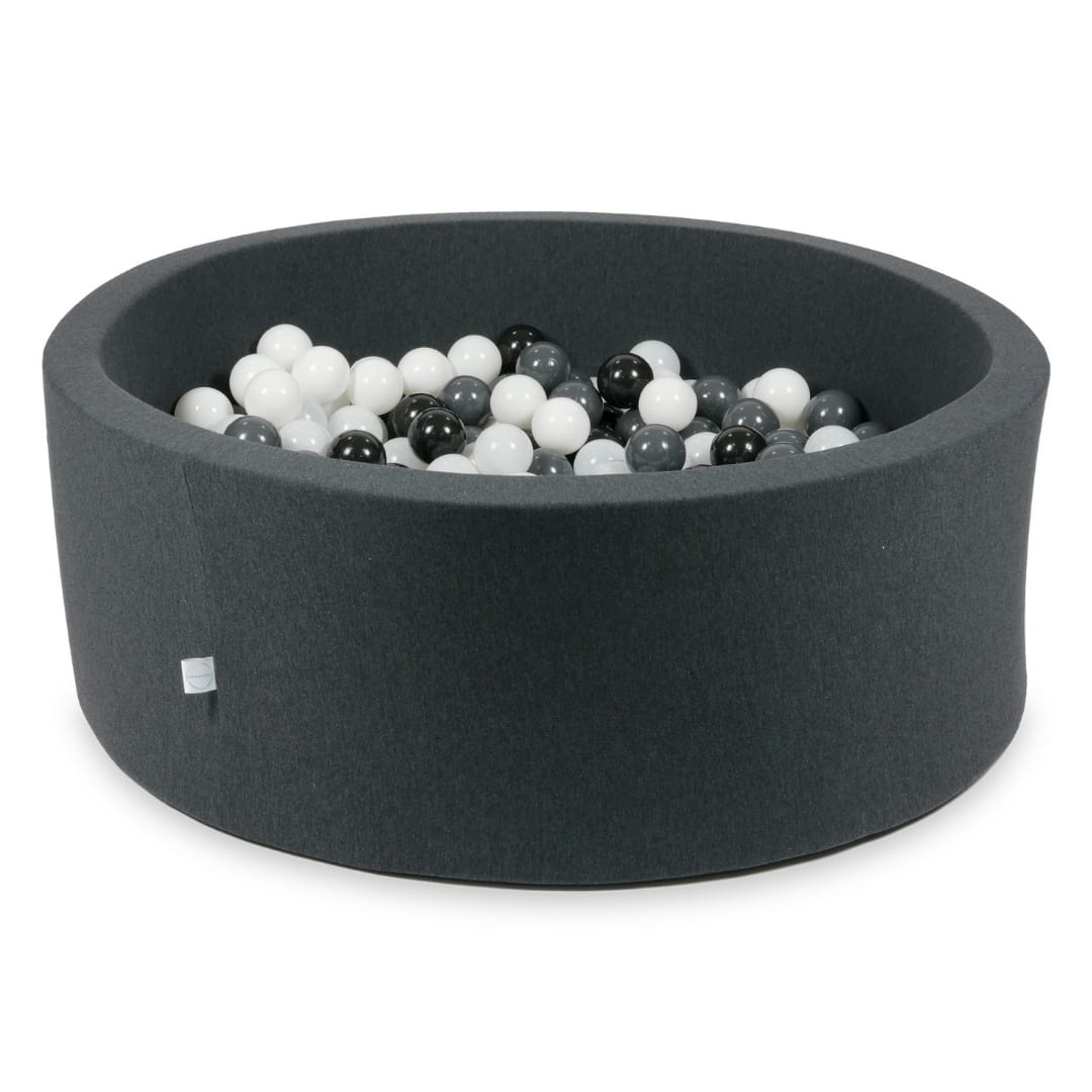 Bällebad 110x40 Graphit mit 500 Bällen (weiß, Graphit, schwarz, weißer Pullover)