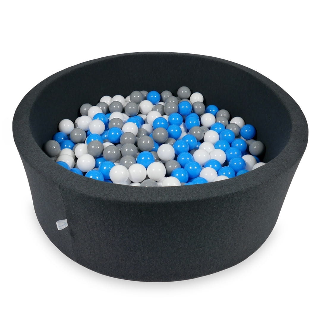 Bällebad 110x40cm Graphit mit 500 Bällen (blau, weiß, grau)