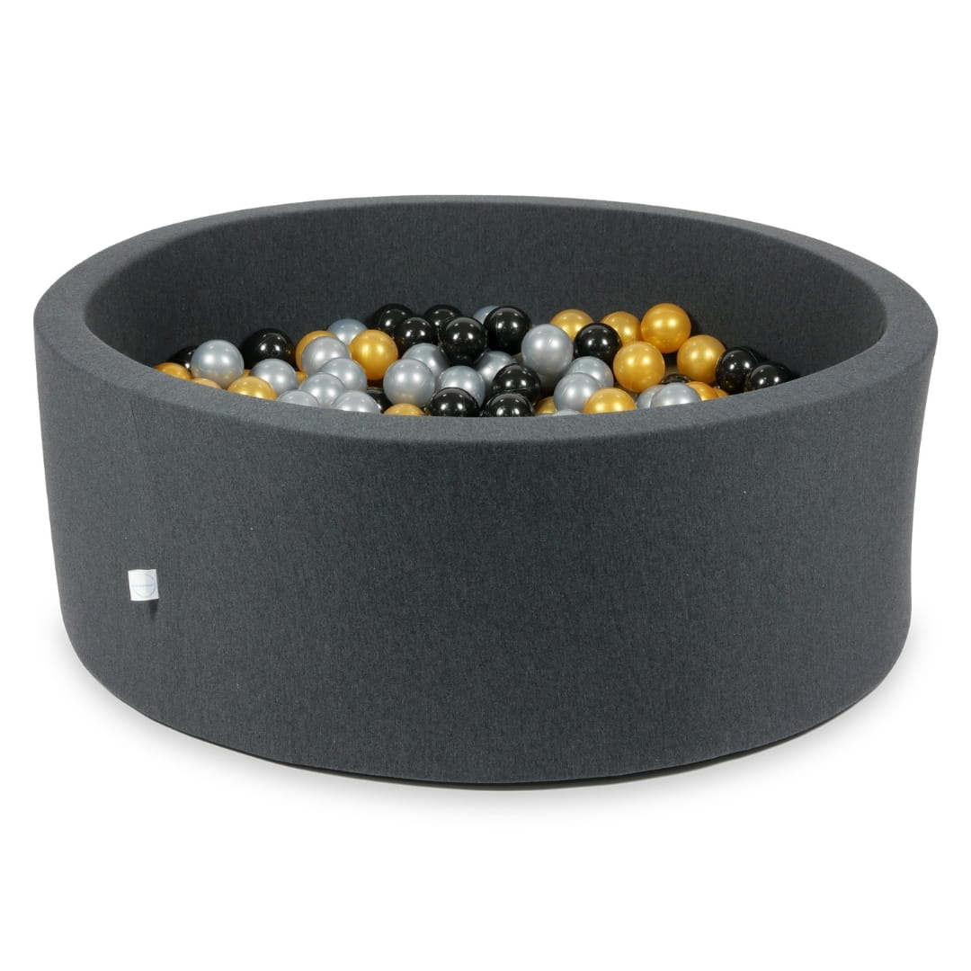 Bällebad 110x40 Graphit mit 500 Bällen (silber, gold, schwarz)