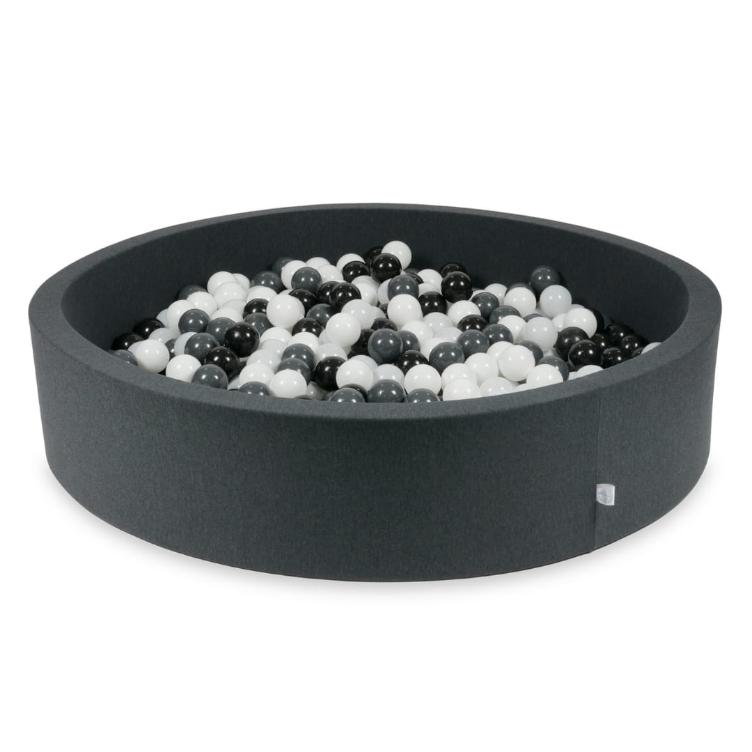 Bällebad 130x30 Graphit mit 600 Bällen (weiß, graphit, schwarz, weißer Pullover)