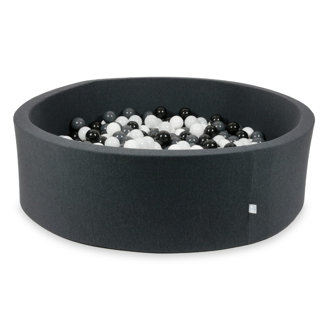 Bällebad 130x40 Graphit mit 700 Bällen (weiß, graphit, schwarz, weißer Pullover)