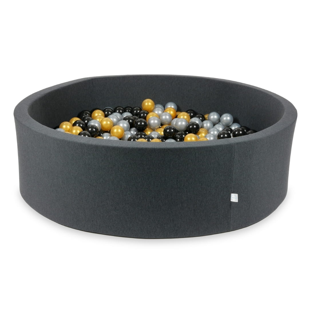 Bällebad 130x40 Graphit mit 700 Bällen (silber, gold, schwarz)