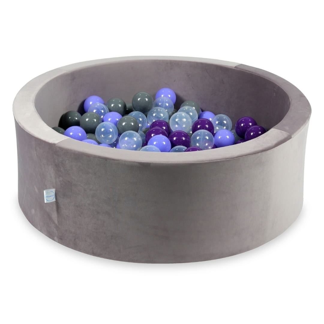 90x30 Samt-Bällebad in Flieder mit 200 Bällen (Transparent, Heidekraut, Lila, Grau)