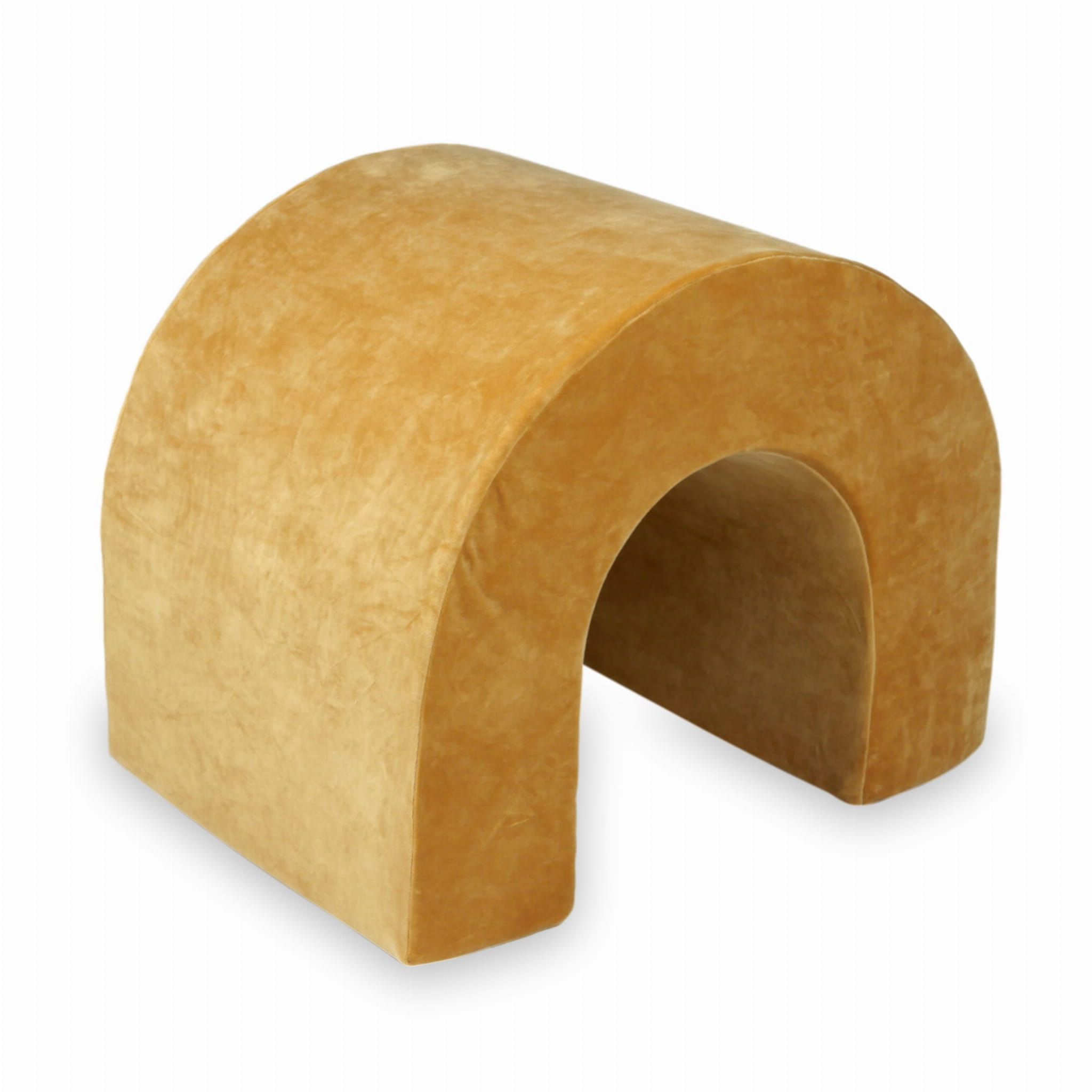 Samtweicher, karamellfarbener Schaumstofftunnel für den Spielbereich