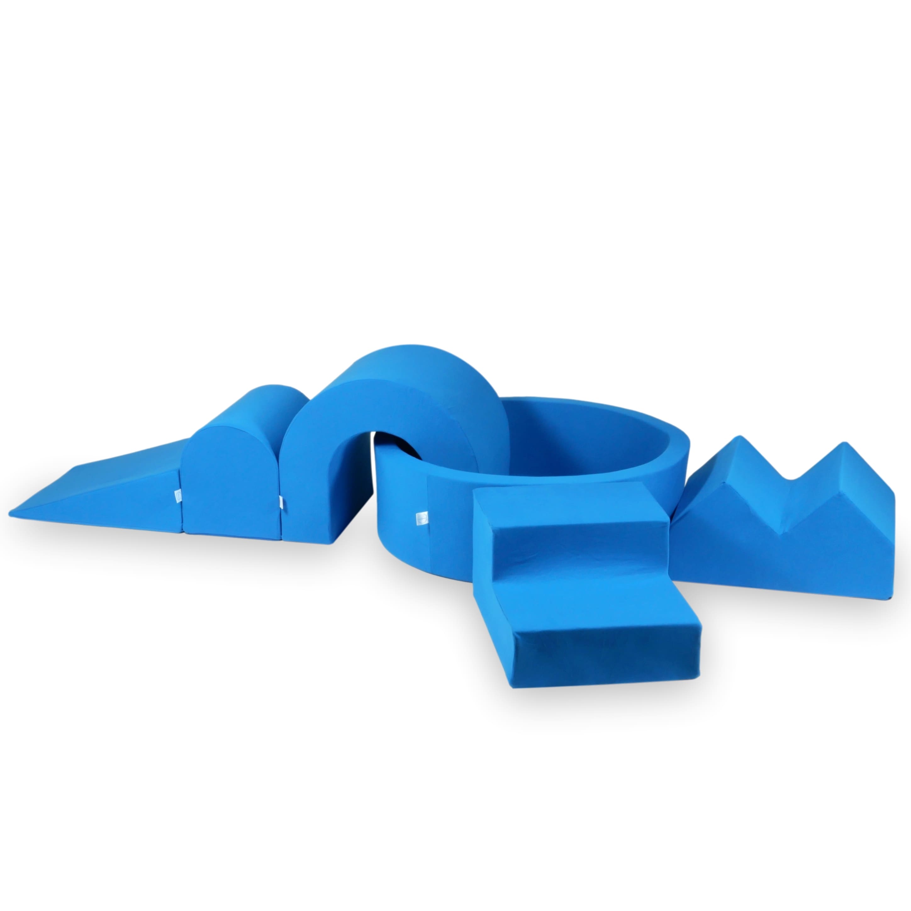 Schaumstoff-Spielbereich mit rundem, 90 x 30 cm großem, blauem Pool + 5 Elementen (Bälle nicht enthalten)