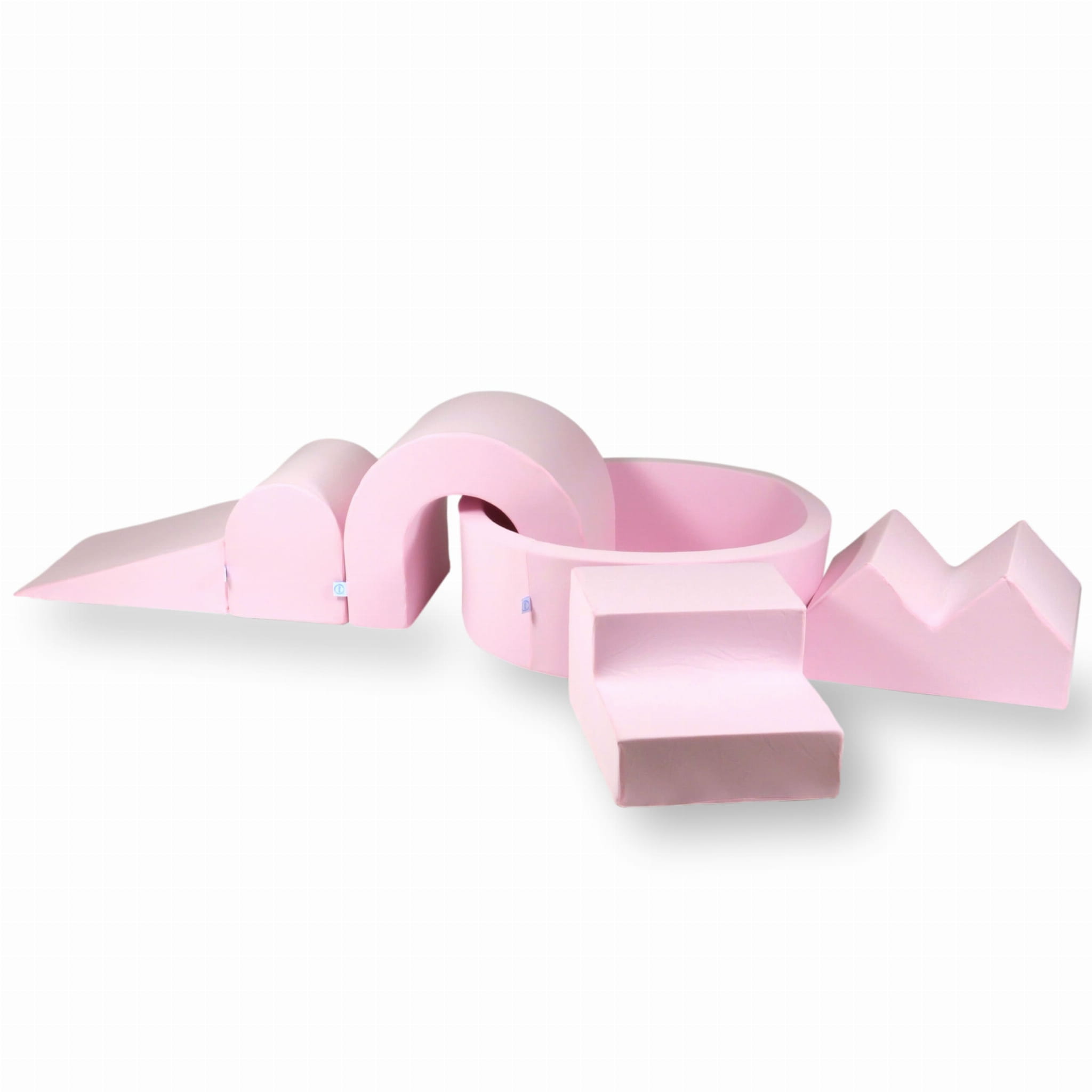 Schaumstoffspielbereich mit rundem Pool (90x30 cm, puderrosa) + 5 Elementen (ohne Bälle)