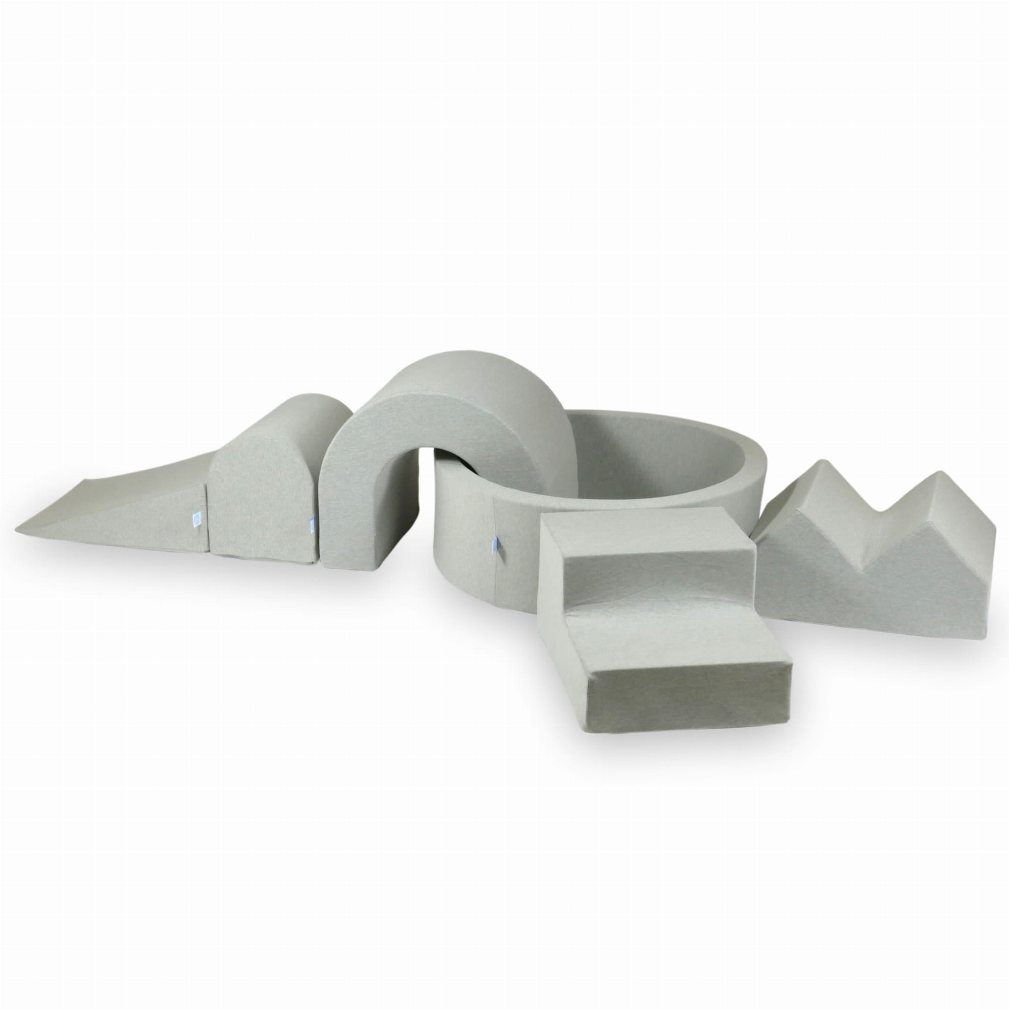 Schaumstoffspielbereich mit rundem Pool (90x30 cm, hellgrau) + 5 Elementen (ohne Bälle)