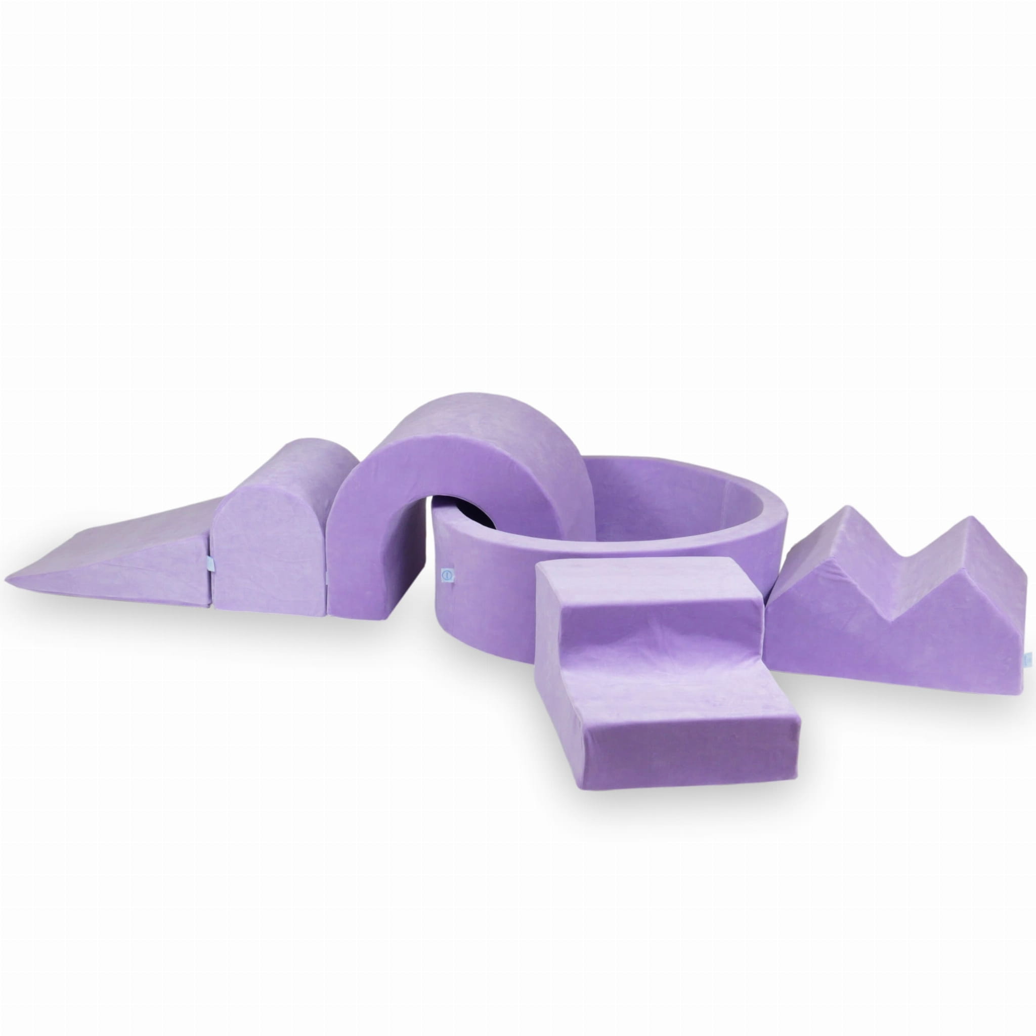 Schaumstoffspielbereich mit rundem Pool (90 x 30 cm), samtweich, violett + 5 Elemente (ohne Bälle)