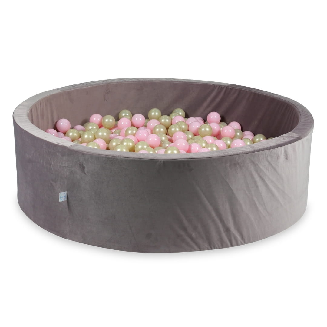 130x40 Samt-Bällebad in Flieder mit 700 Bällen (Hellgold, Hellrosa)