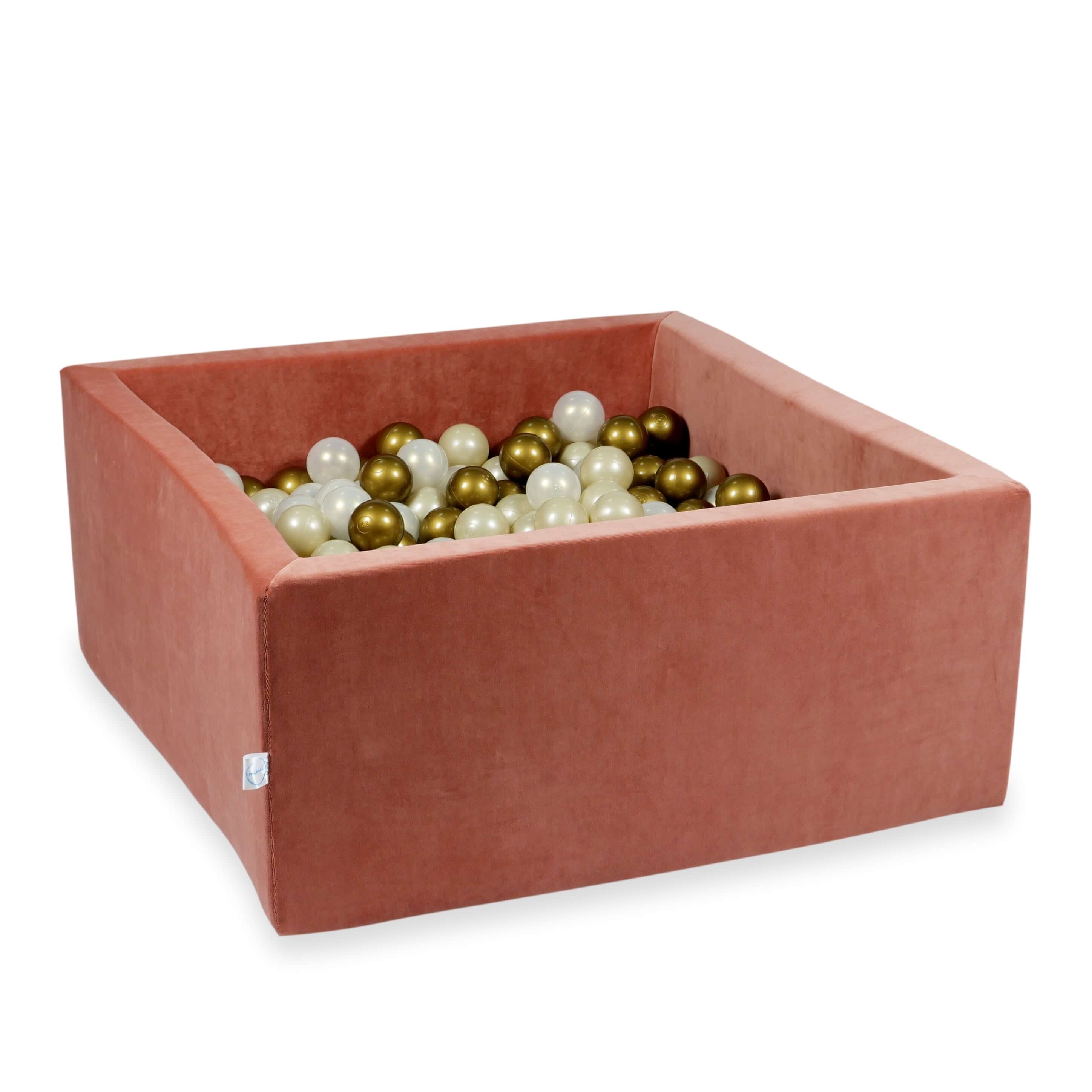 90x90x40 Velvet Soft Canyon Ton-Bällebad mit 400 Bällen (gold, beige, transparent)