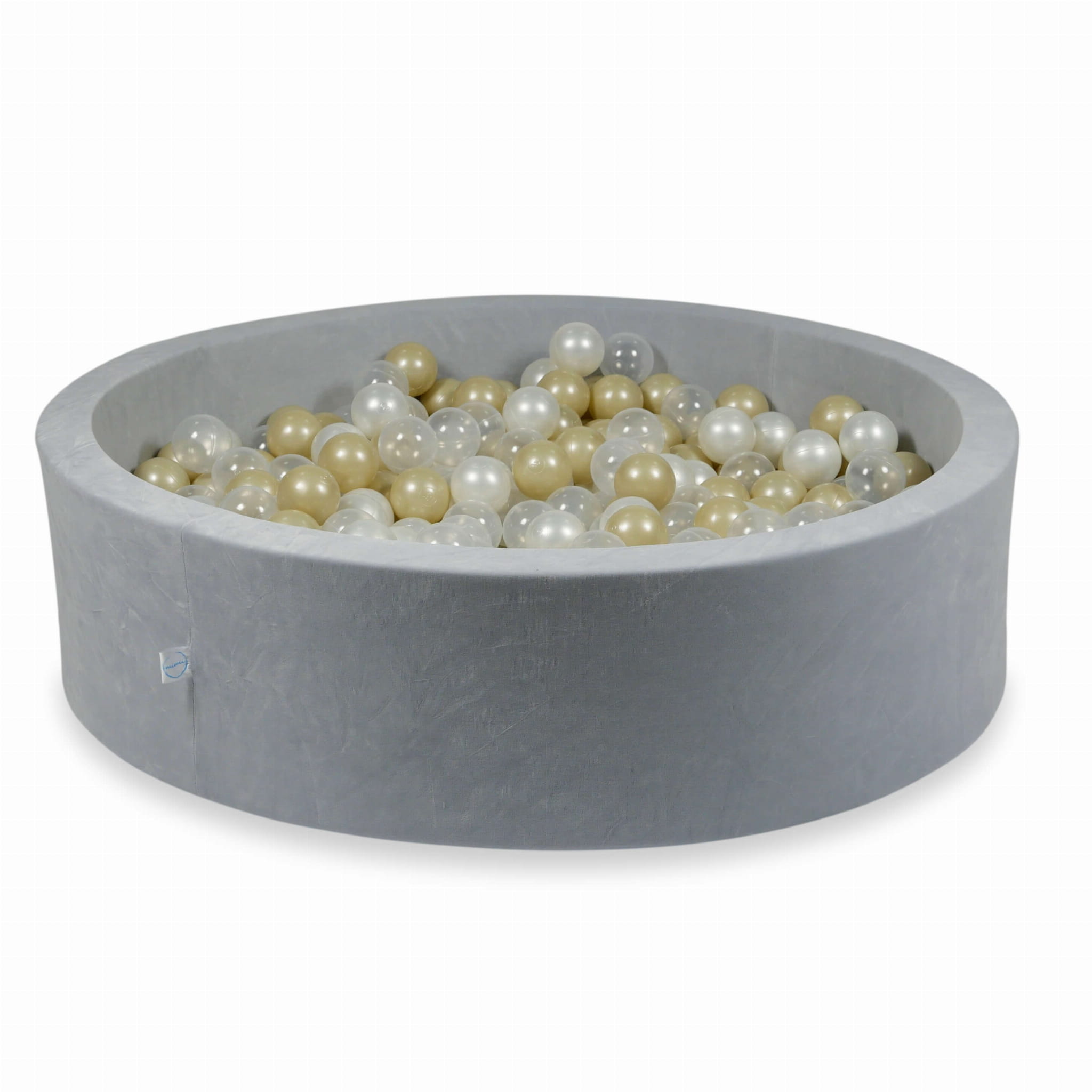 110x30 Velvet Soft hellgraues Bällebad mit 400 Bällen (transparent, hellgold, perlmuttfarben)