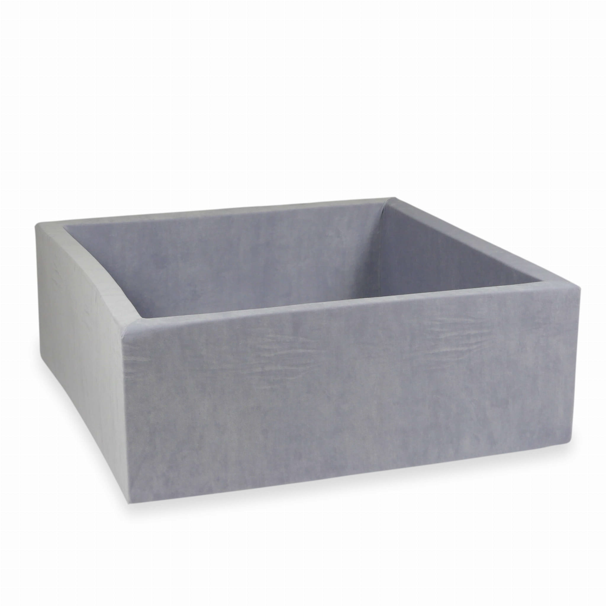 110x110x40 Samtweiches, hellgraues Bällebad (Bälle nicht enthalten)