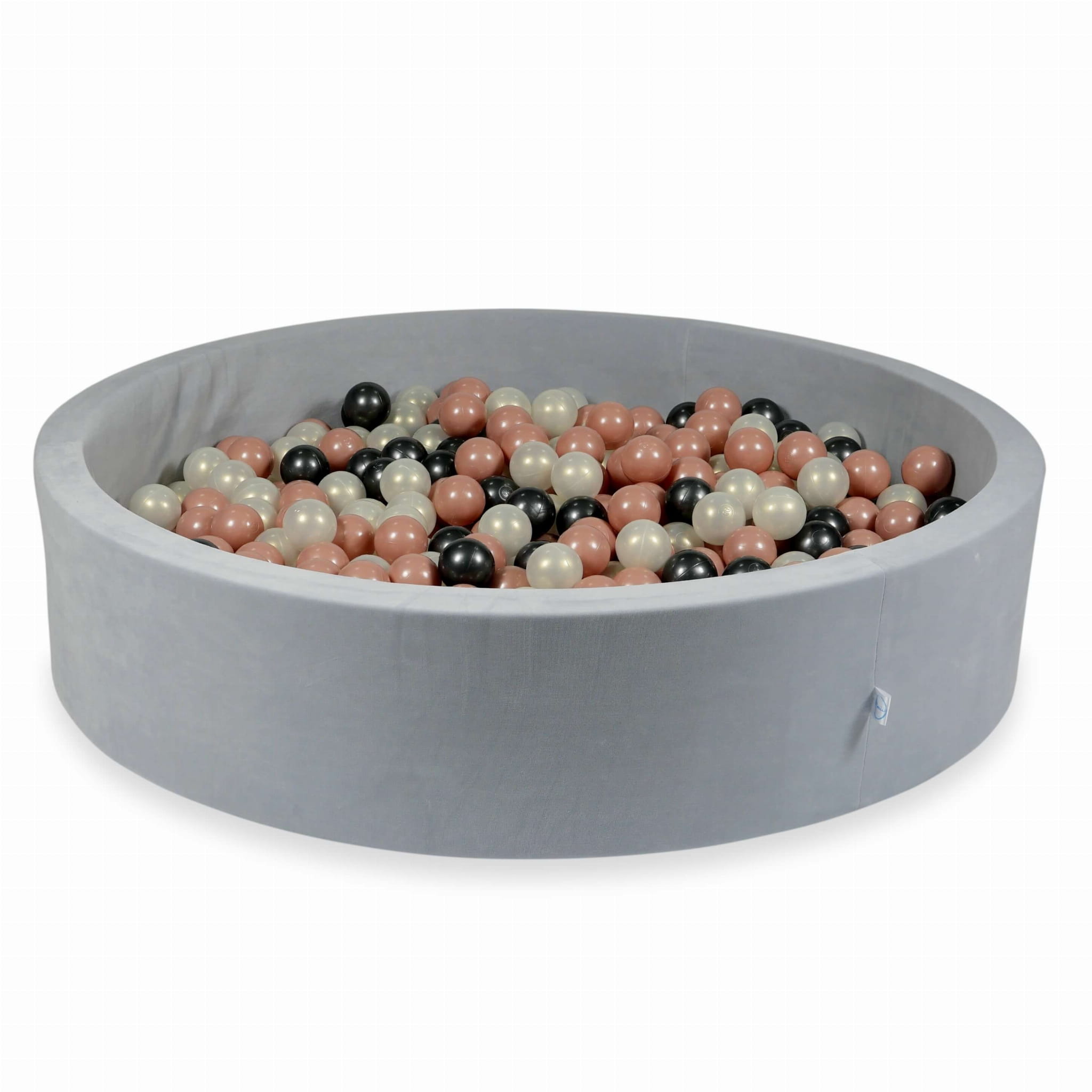 130x30 Velvet Soft hellgraues Bällebad mit 600 Bällen (Roségold, irisierend, metallisches Graphit)