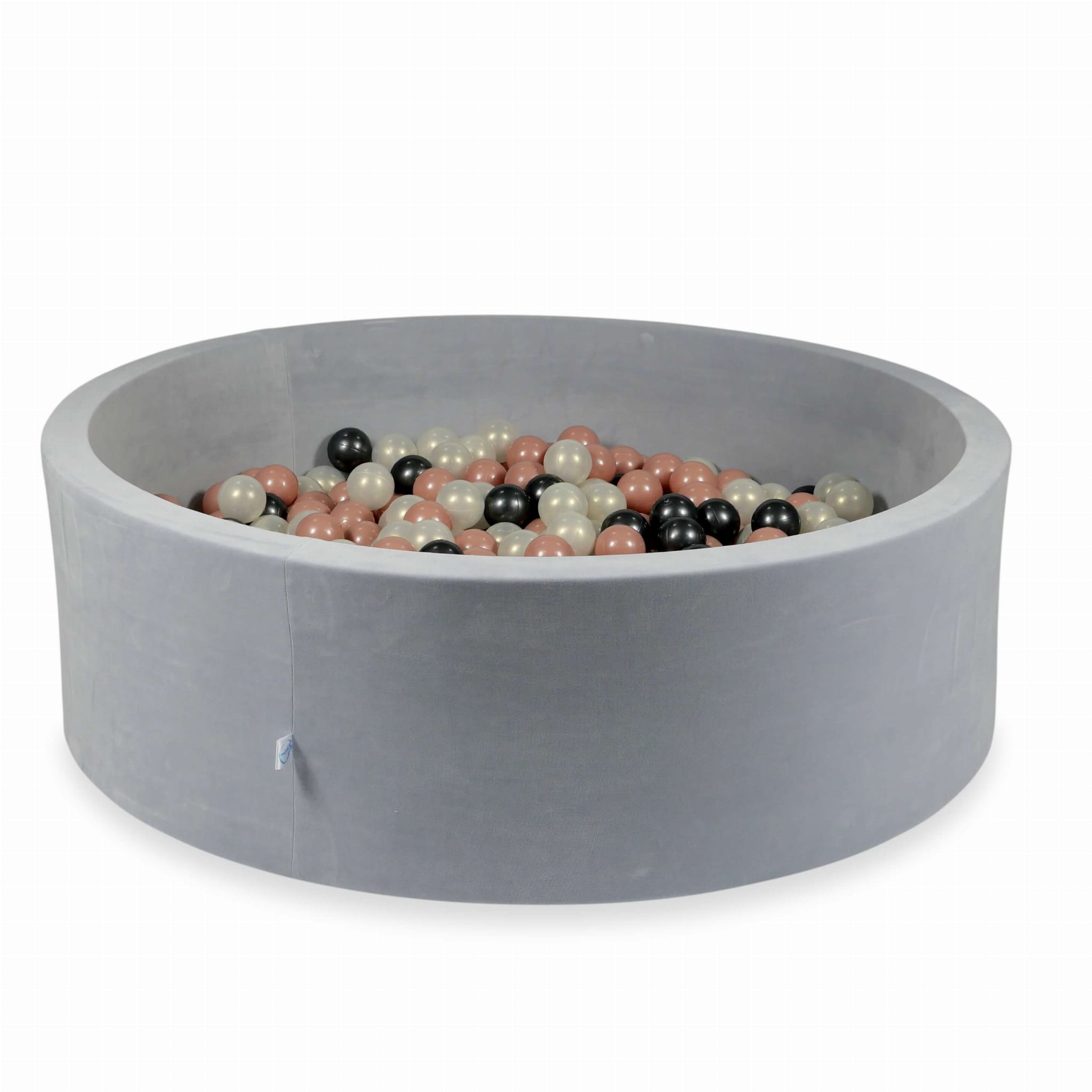 130x40 Velvet Soft hellgraues Bällebad mit 700 Bällen (Roségold, irisierend, metallisches Graphit)
