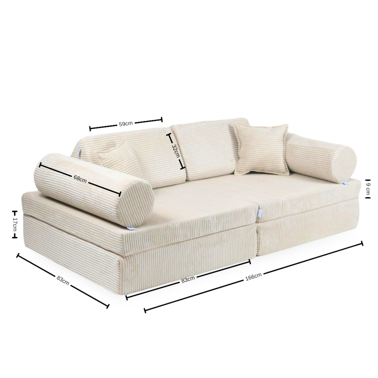 Montessori Comfort Bouclé Weißes Spielsofa