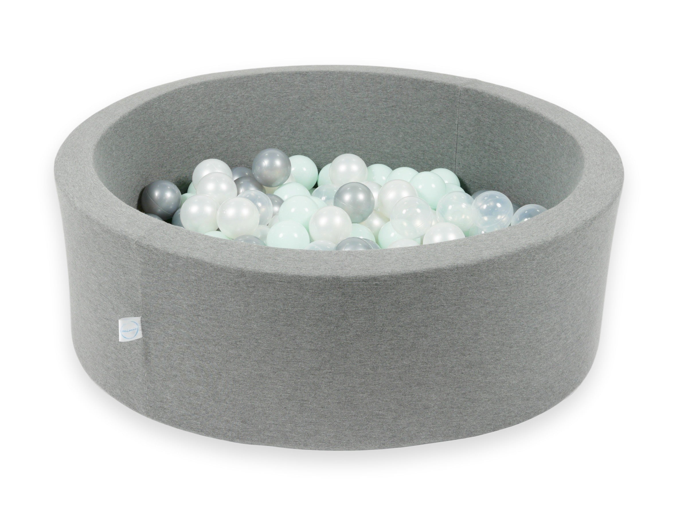Schaumstoffspielbereich mit Hügel und kleinem grauen Pool + 100 Bälle (metallic türkis, türkis, grau, weiß)