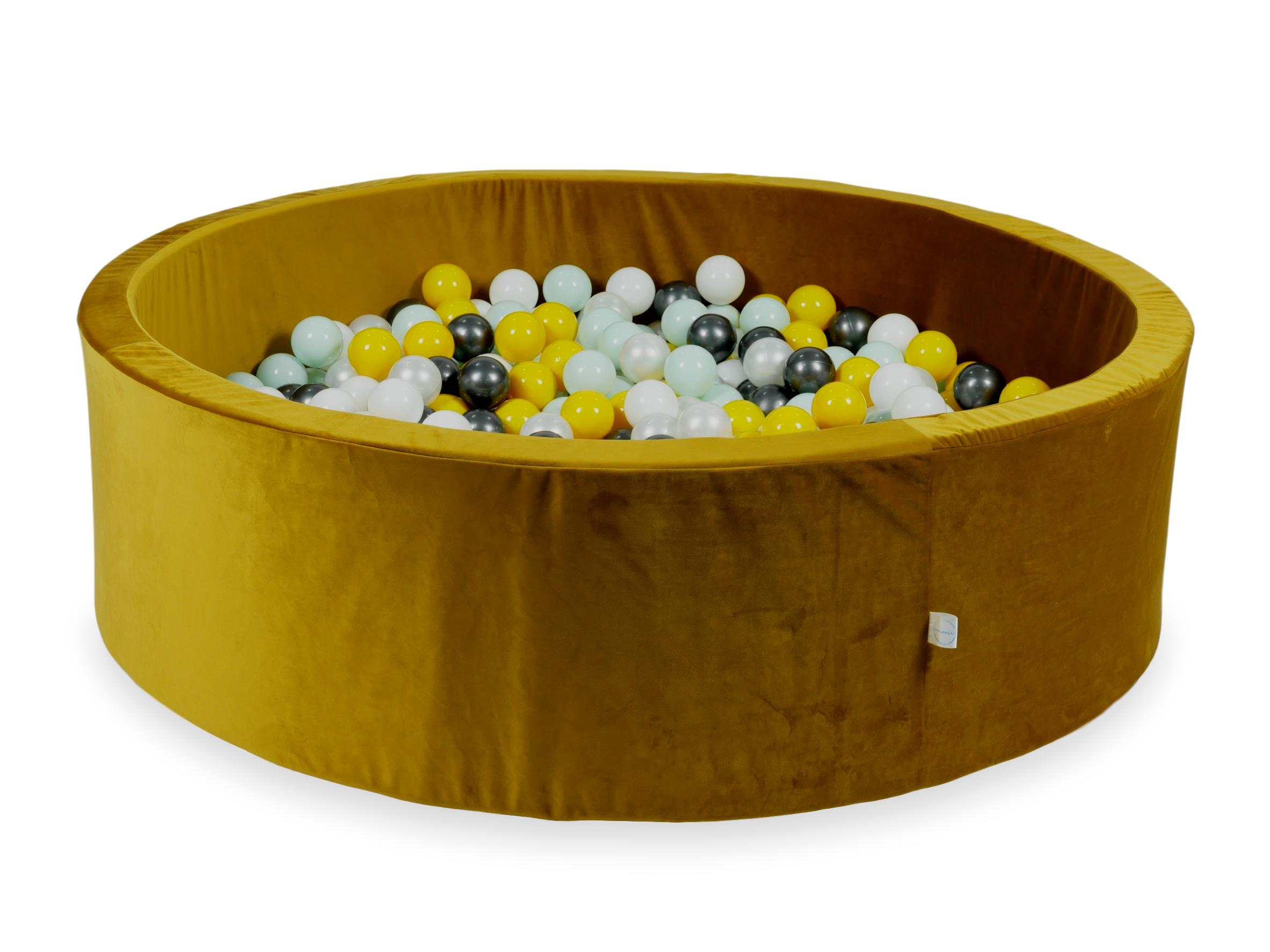 Piscine à balles en velours velvet dore 130x40 cm avec 700 balles