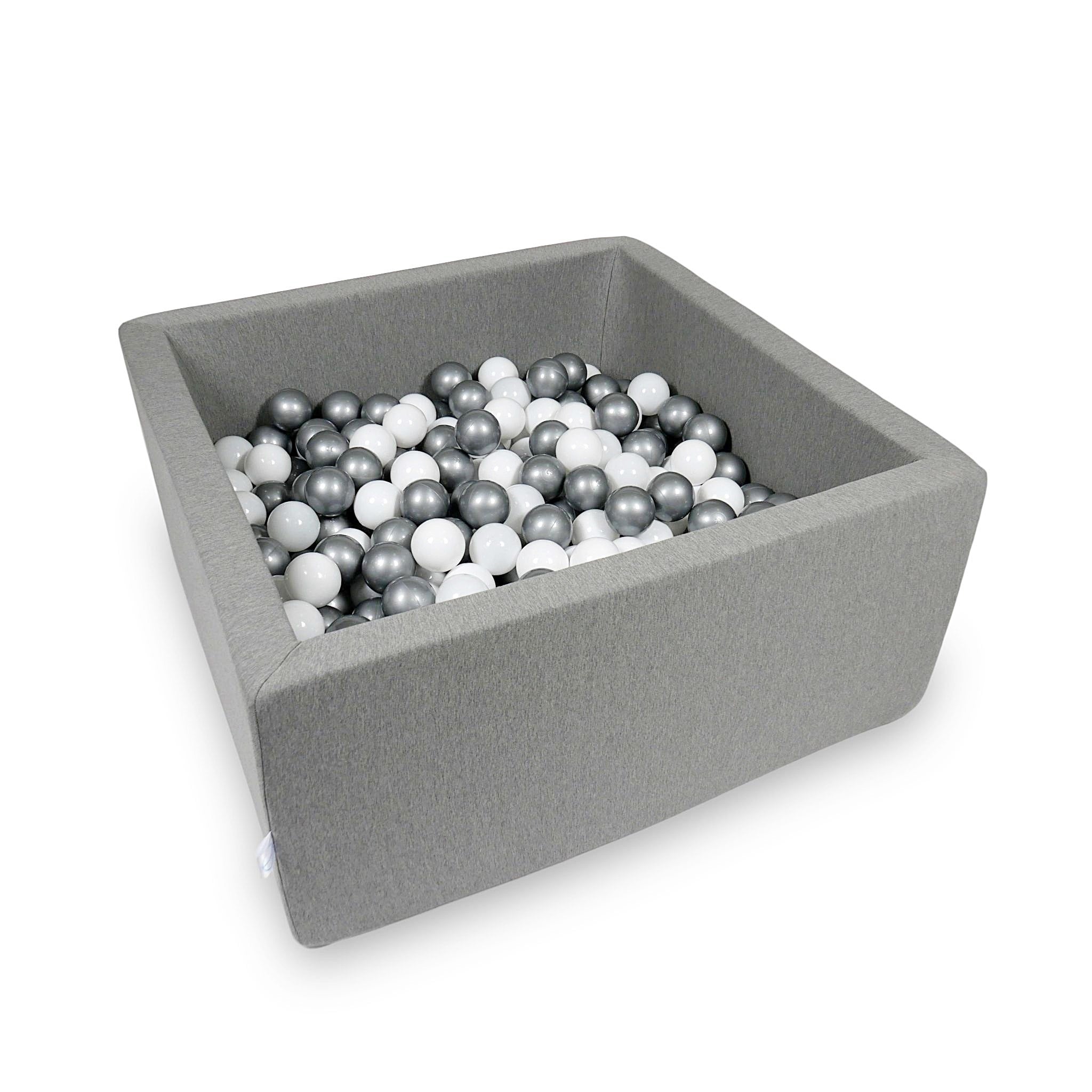 Piscine à balles carrée 90x90x40 cm en Gris, 400 balles