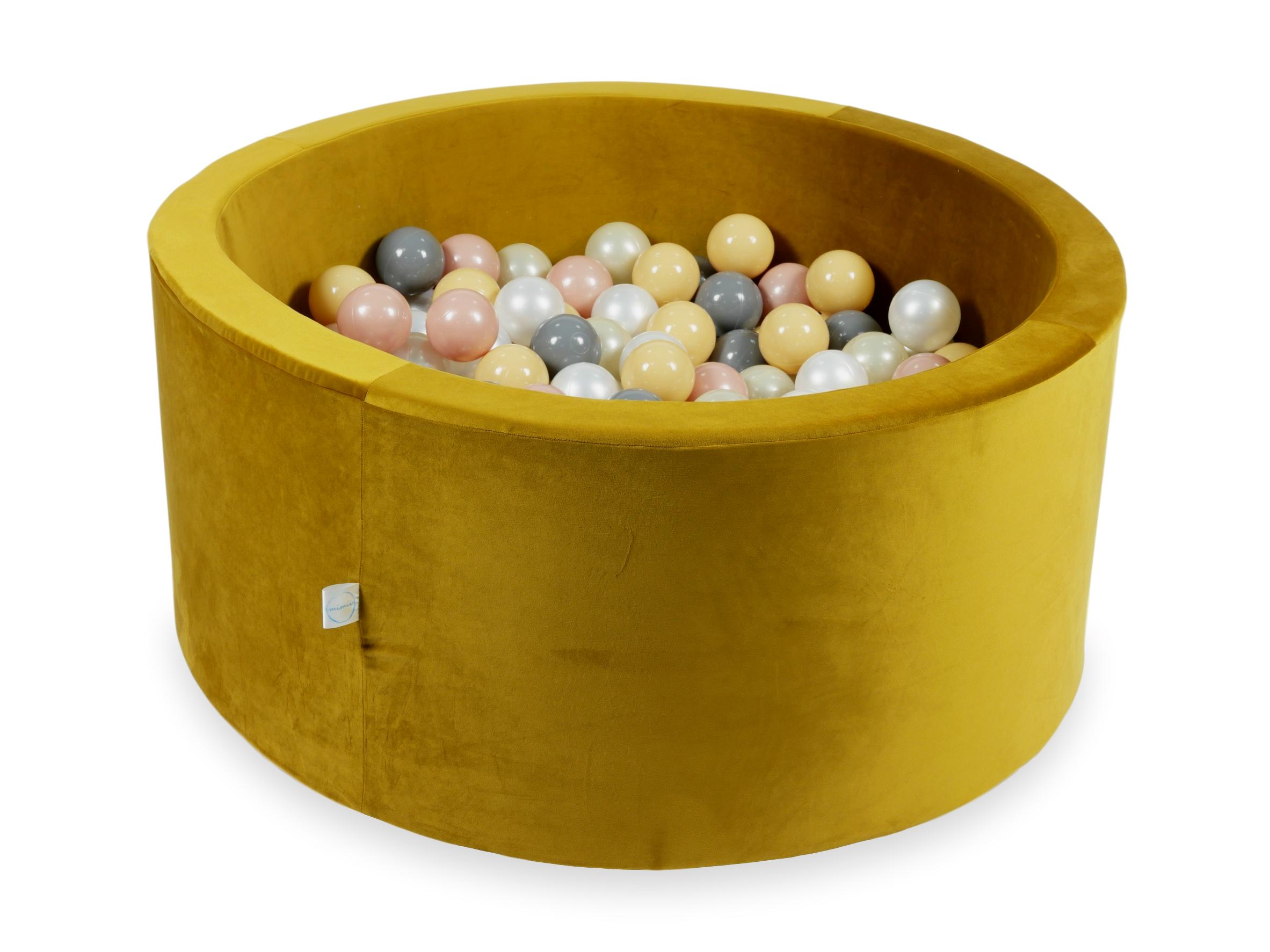 Piscine à balles en velours velvet dore 90x40 cm avec 300 balles