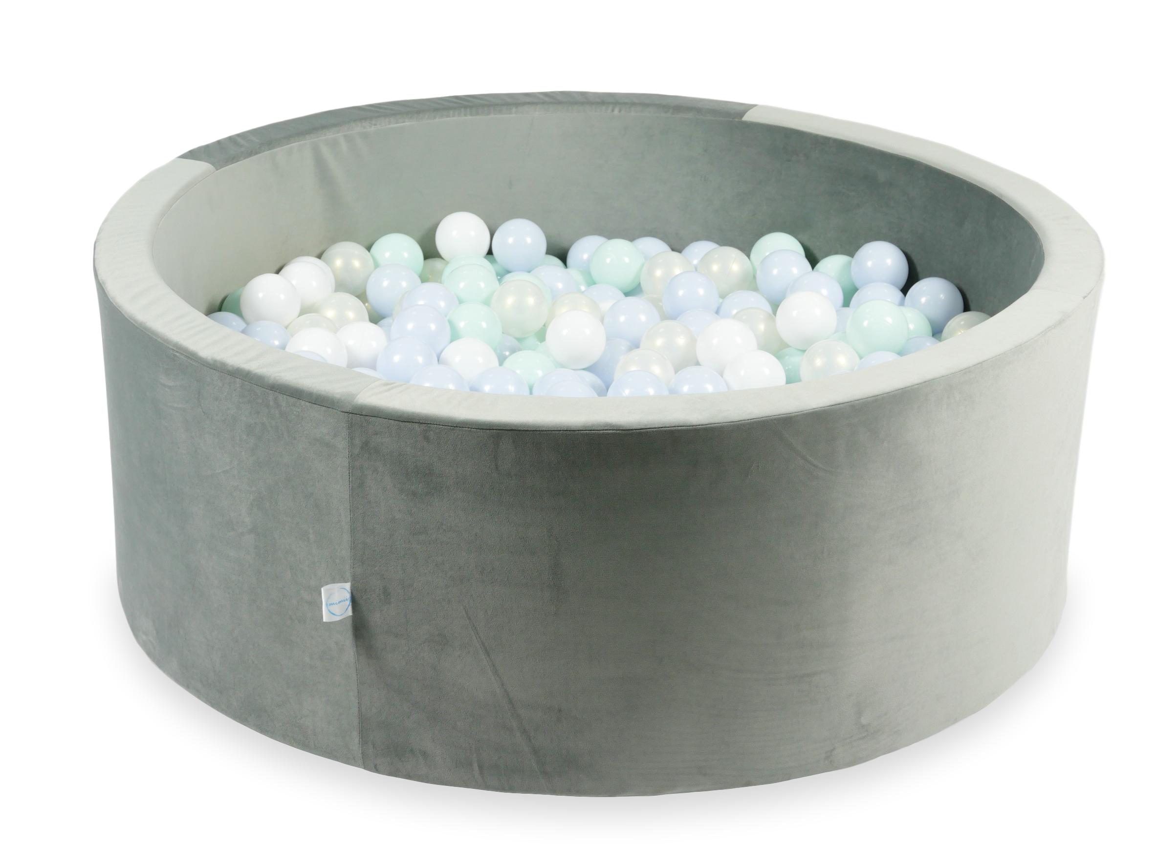 Piscine à balles en velours velvet gris 110x40 cm avec 500balles