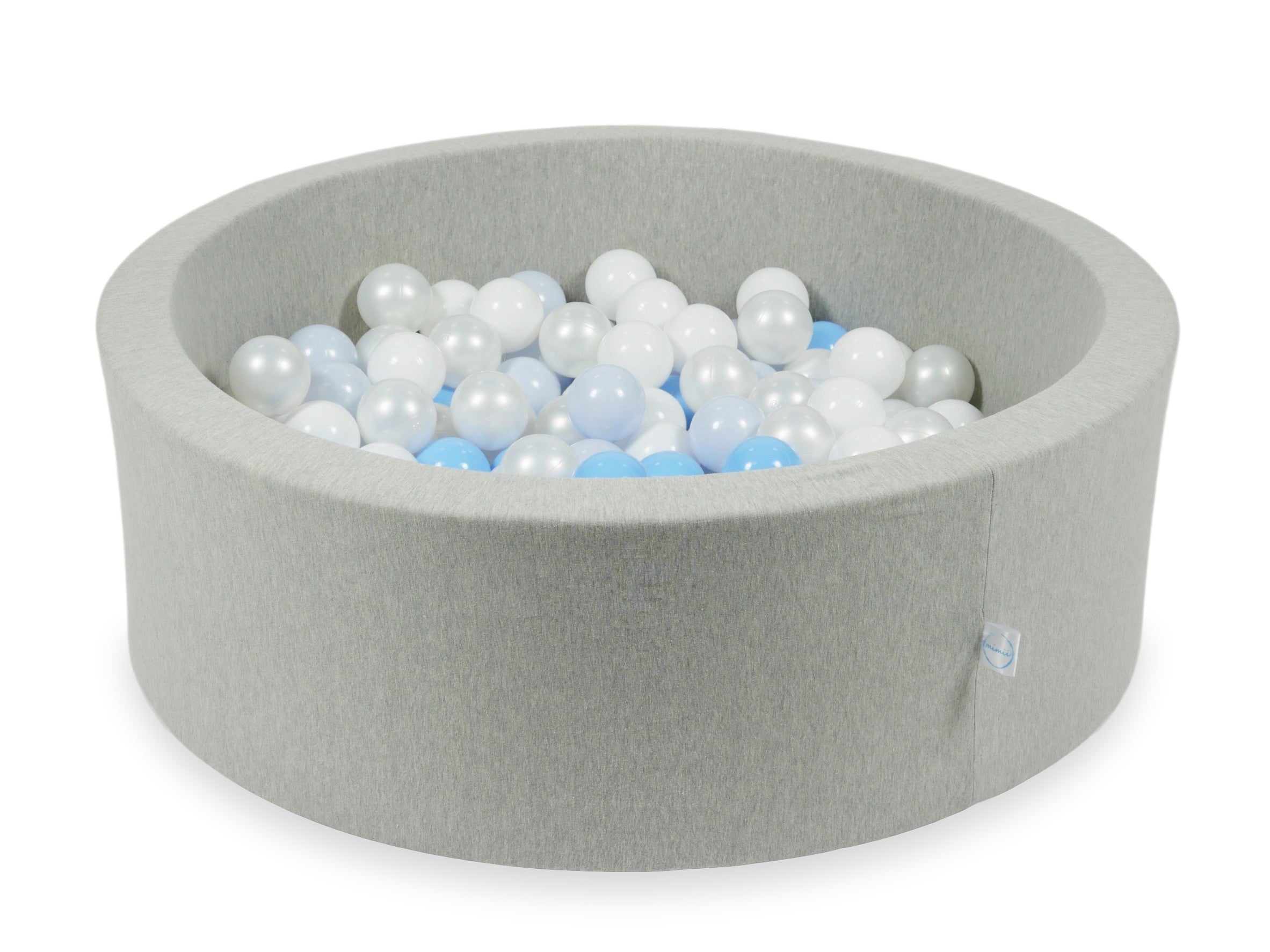 Schaumstoffspielbereich mit Hügel und hellgrauem Mini-Pool + 100 Bälle (hellgold, perlmuttfarben, silber, transparent)