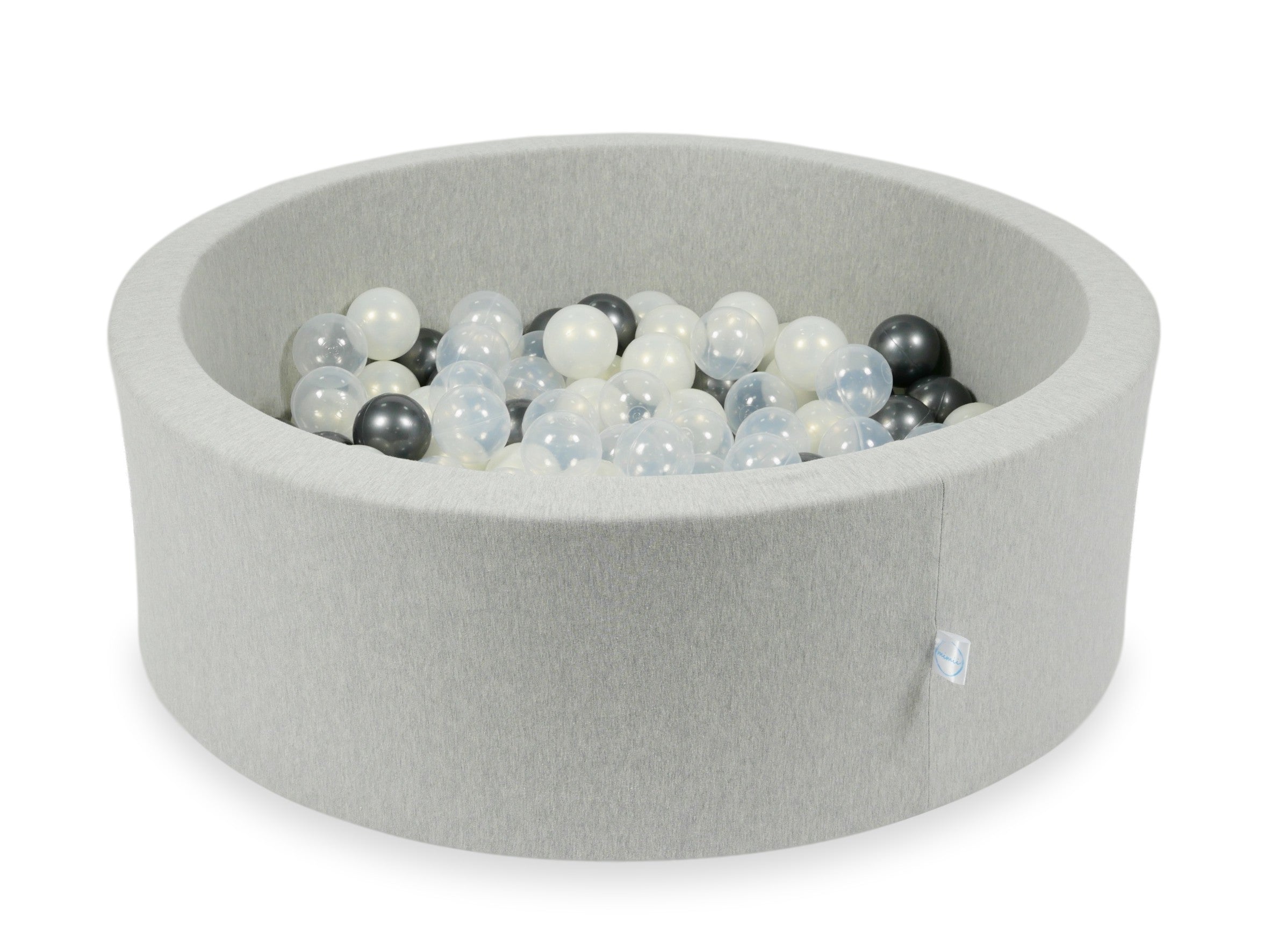 Schaumstoffspielbereich mit Hügel und hellgrauem Mini-Pool + 100 Bälle (hellgold, perlmuttfarben, silber, transparent)