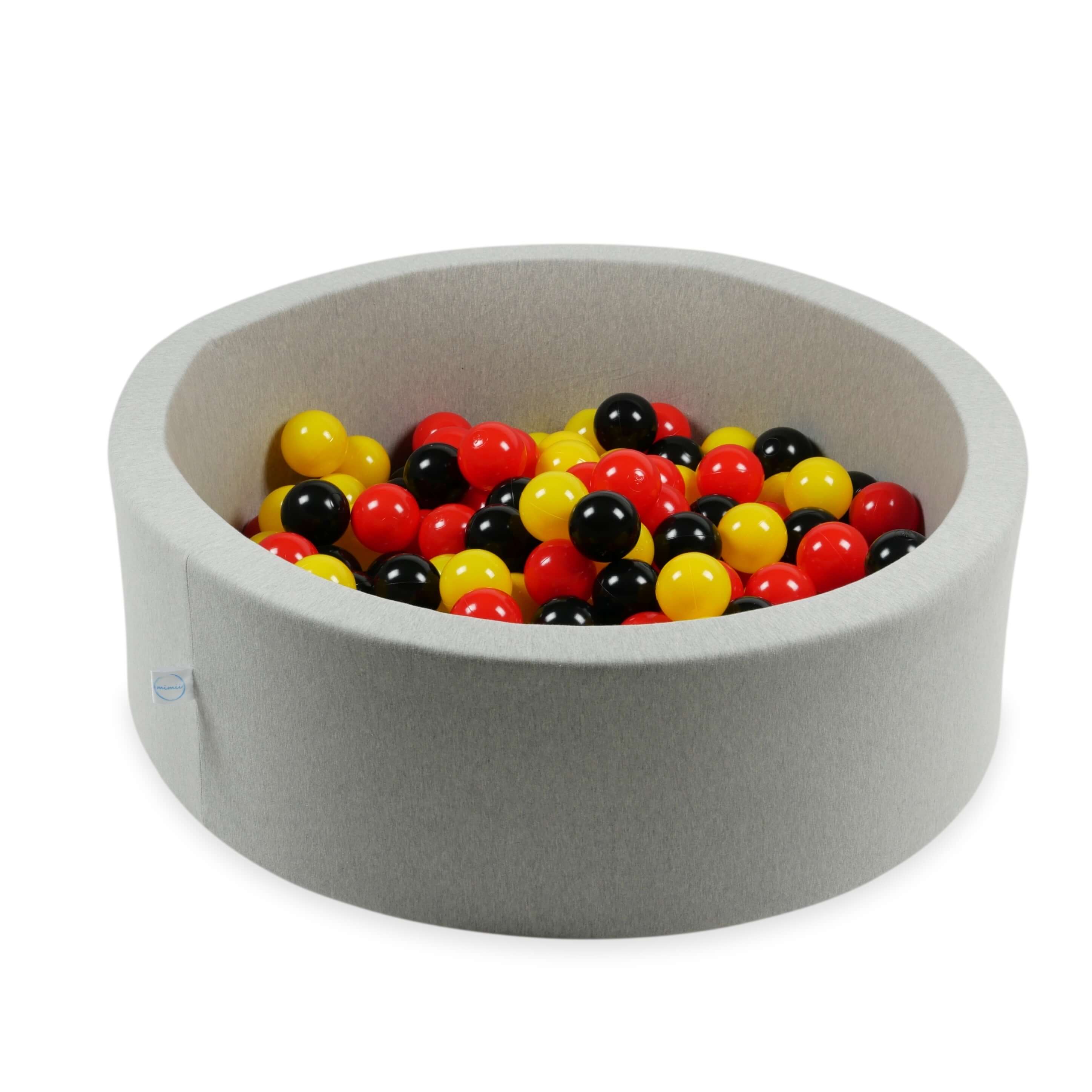 7 cm Durchmesser Spielbälle, 100 Stück, gelb, rot, schwarz