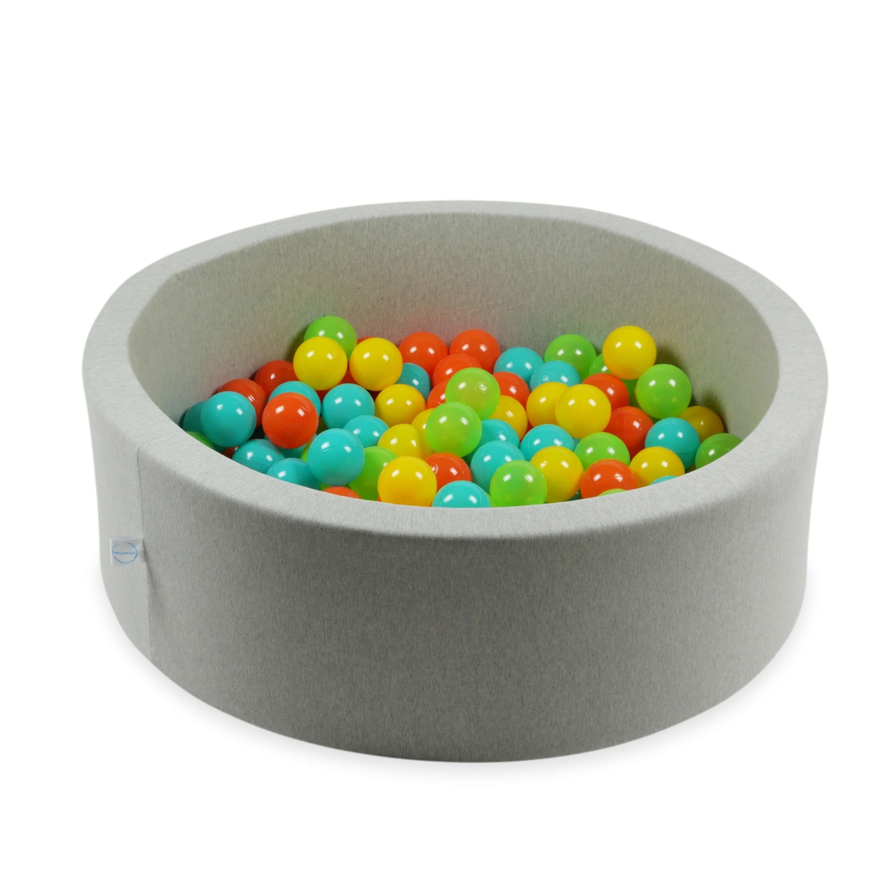 Spielbälle mit 7 cm Durchmesser, 150 Stück, gelb, orange, hellgrün, türkis