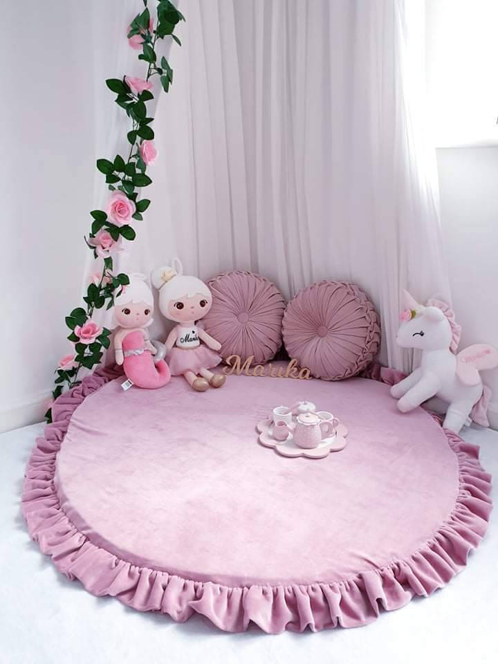 Runde Babyspielmatte 100 cm mit Jersey-Rüsche