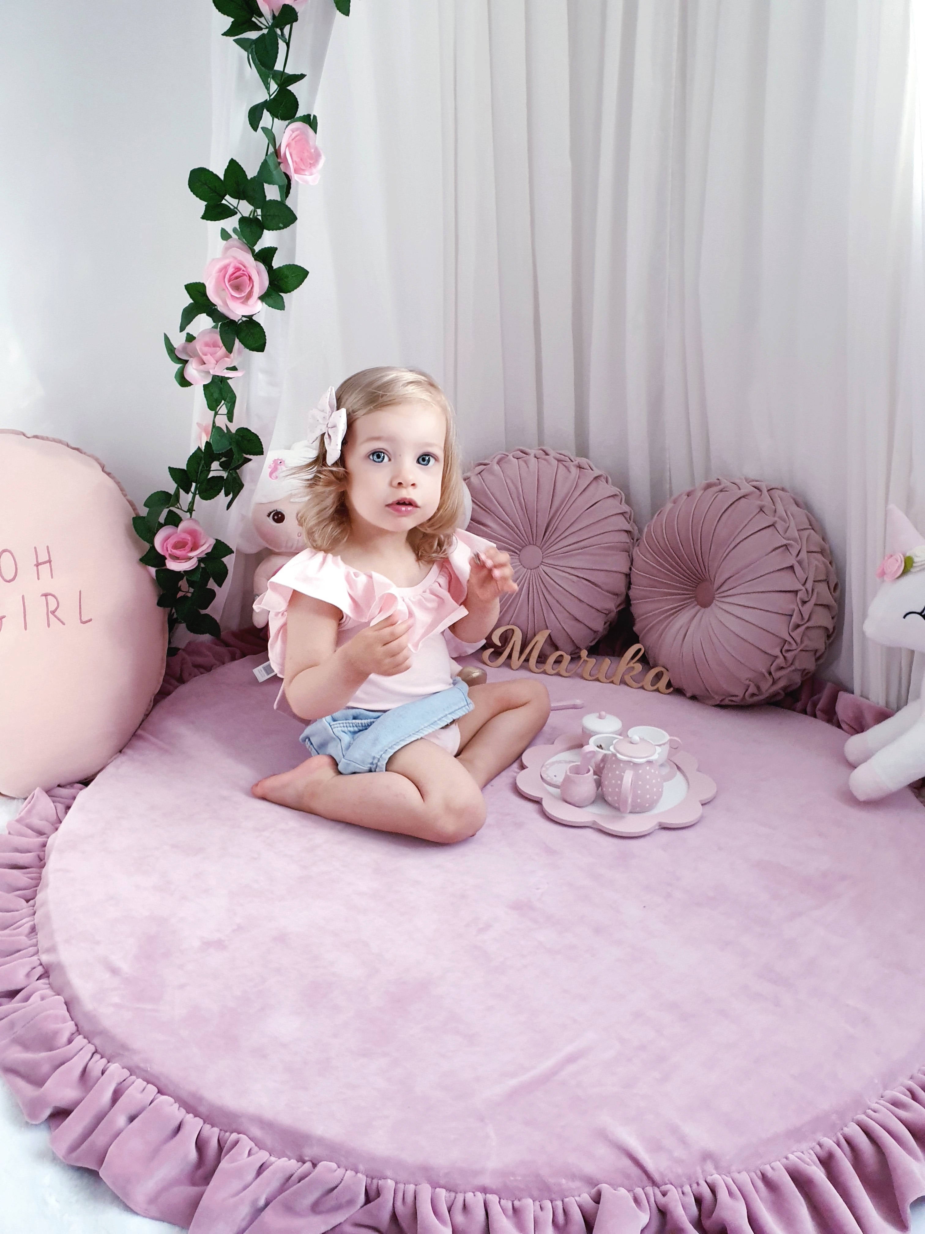 Runde Babyspielmatte 100 cm mit Jersey-Rüsche