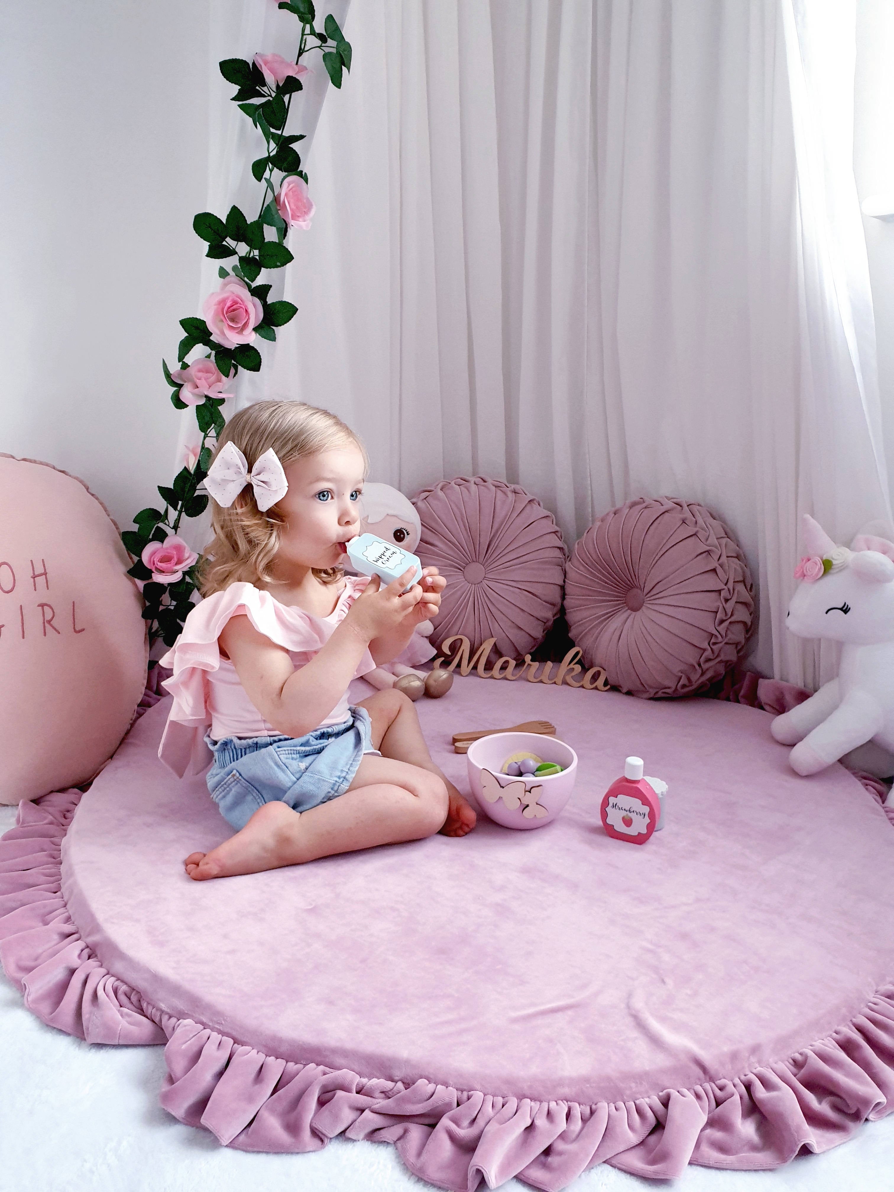 Runde Babyspielmatte 100 cm mit Jersey-Rüsche