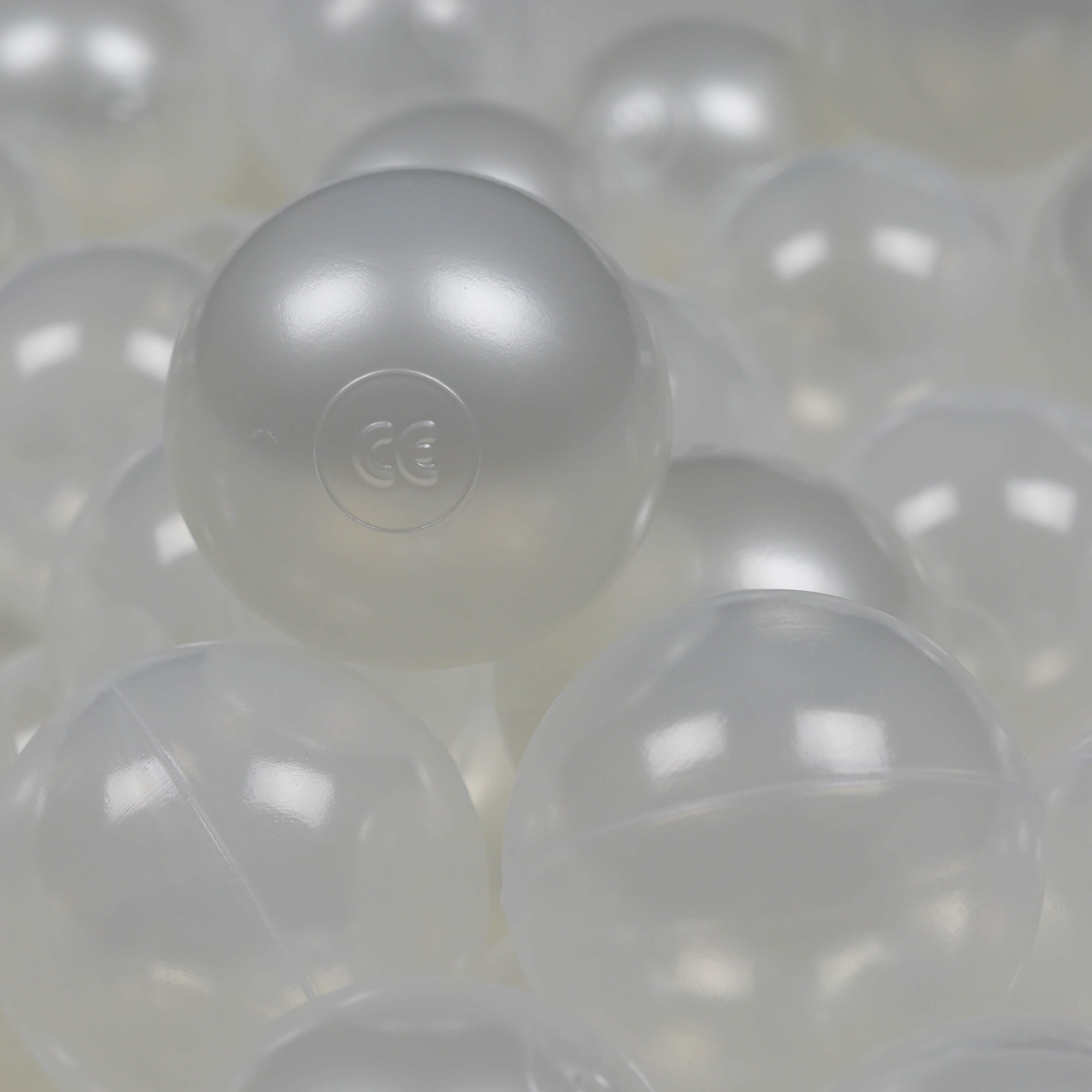 300 perlmuttfarbene Spielbälle, 7 cm Durchmesser, transparent