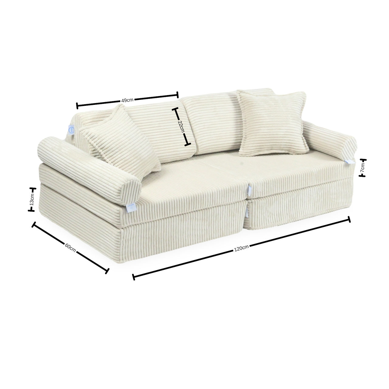 Montessori Mini Comfort Spielsofa in Weiß Bouclé