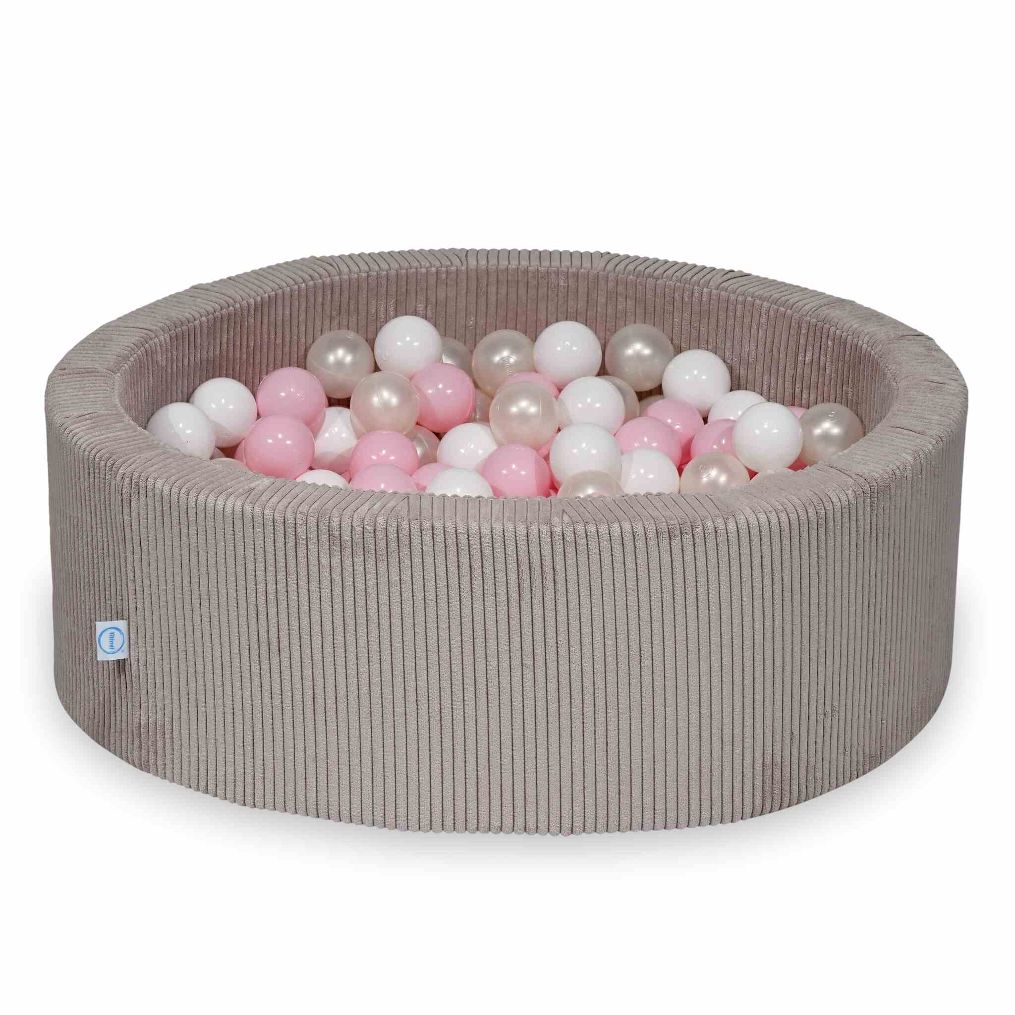 Schaumstoffspielbereich mit rundem, hellrosa geripptem Pool (90 x 30 cm) + 5 Elementen + 200 Bällen