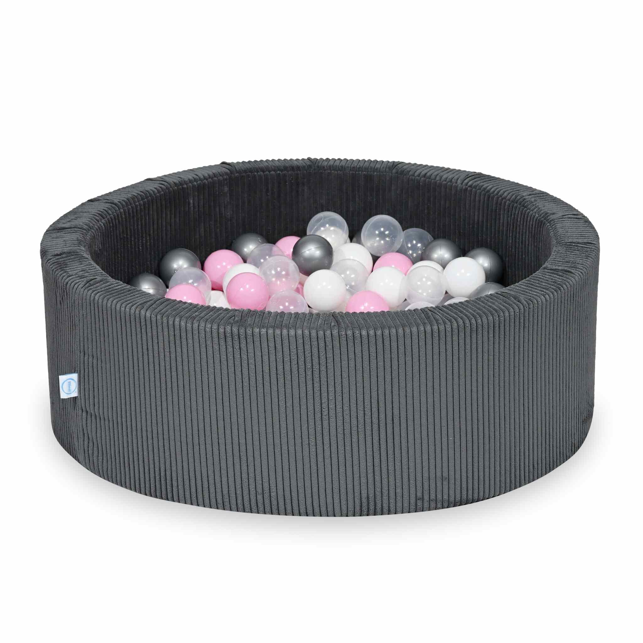 Schaumstoff-Spielbereich mit rundem, geripptem Graphitbecken (90 x 30 cm) + 5 Elementen + 200 Bällen