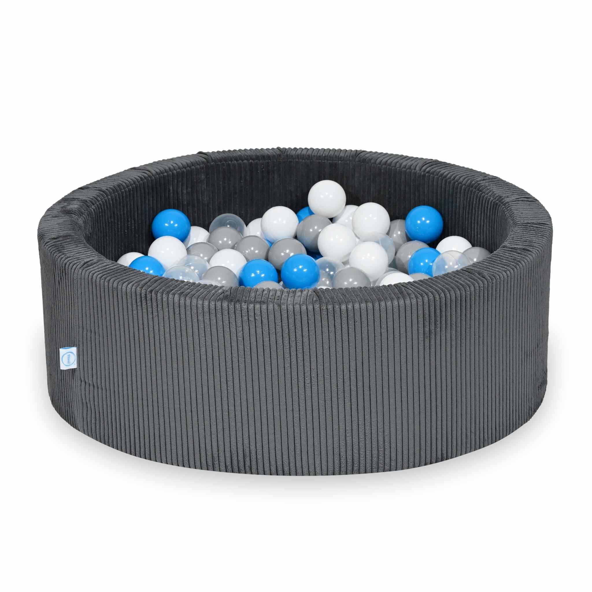 Schaumstoff-Spielbereich mit rundem, geripptem Graphitbecken (90 x 30 cm) + 5 Elementen + 200 Bällen